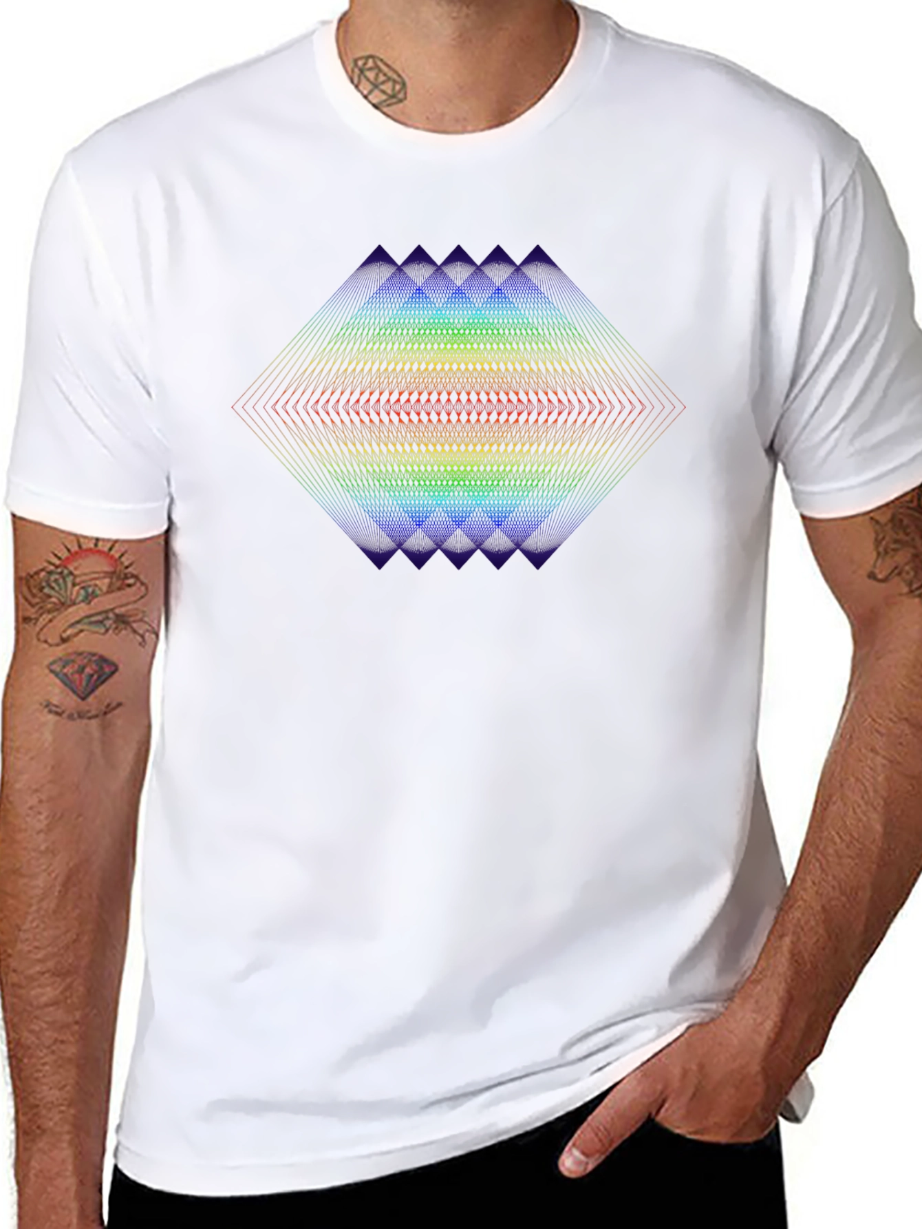 Geometric Rainbow Prism Graphic Tee