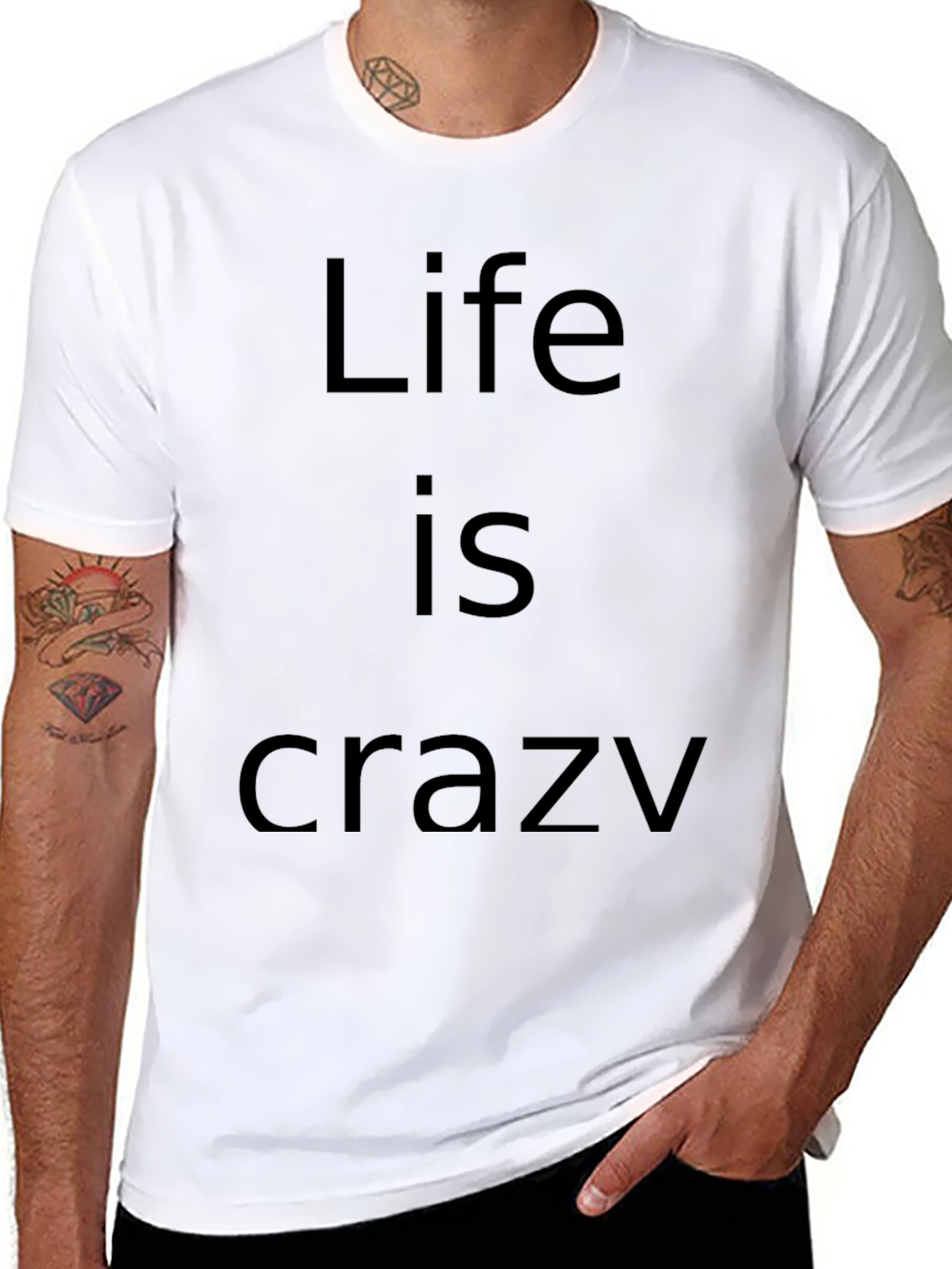 Life Is Crazy Black Graphic T-Shirt
