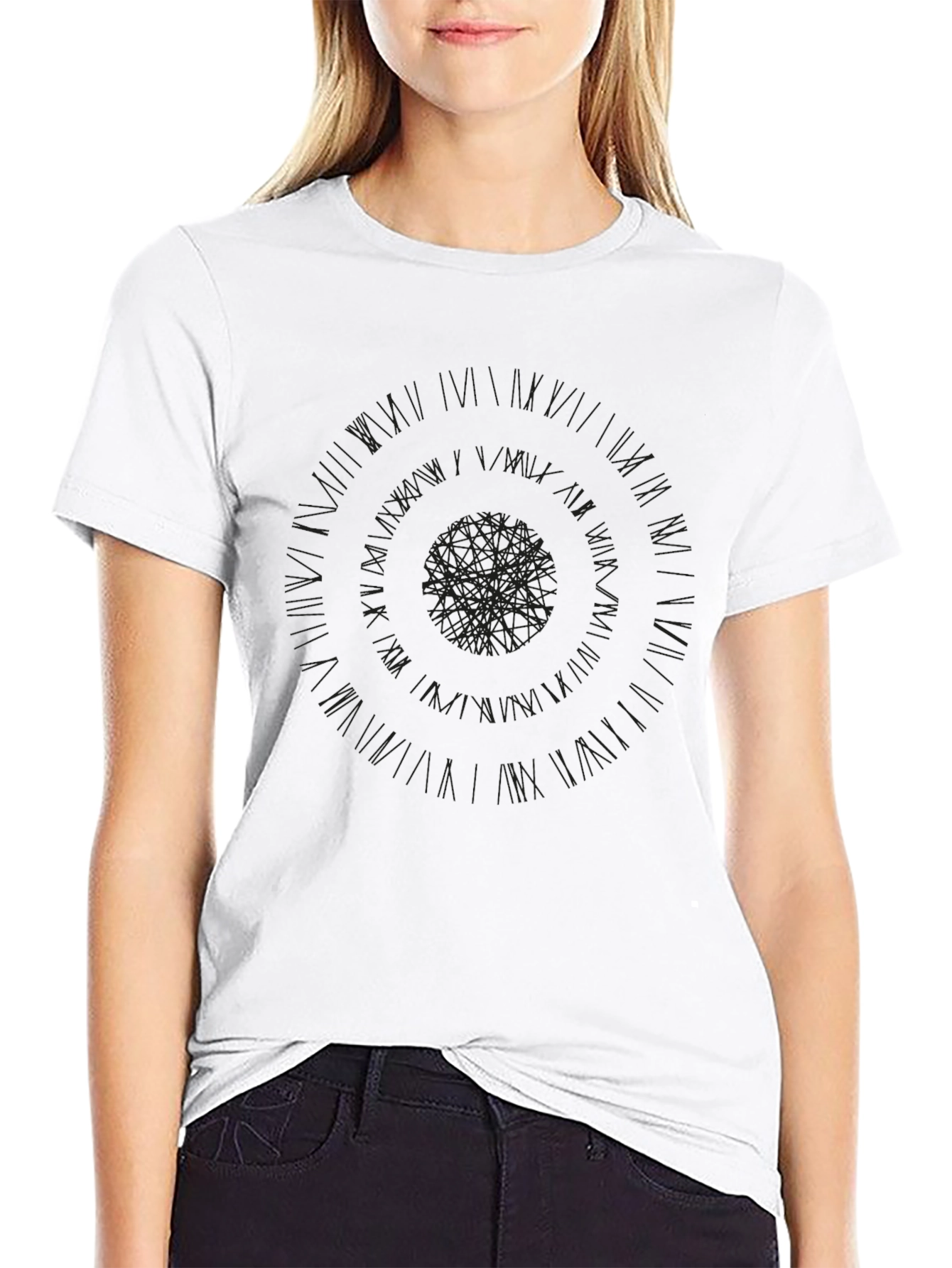 Mens Black T-Shirt with Subtle Circular Design