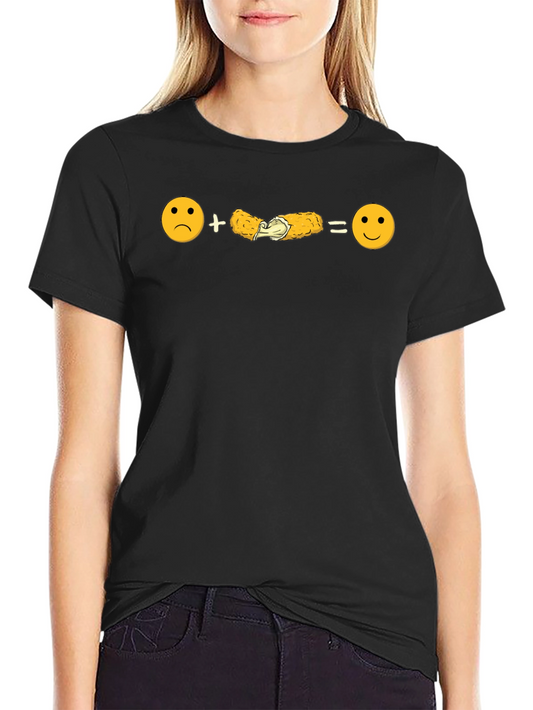 Funny Mozzarella Stick T-Shirt - Sad + Cheese = Happy