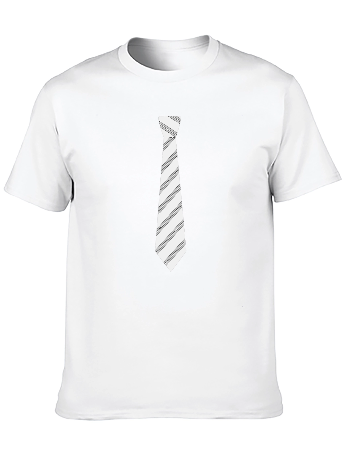 Black T-Shirt with Striped Tie Print