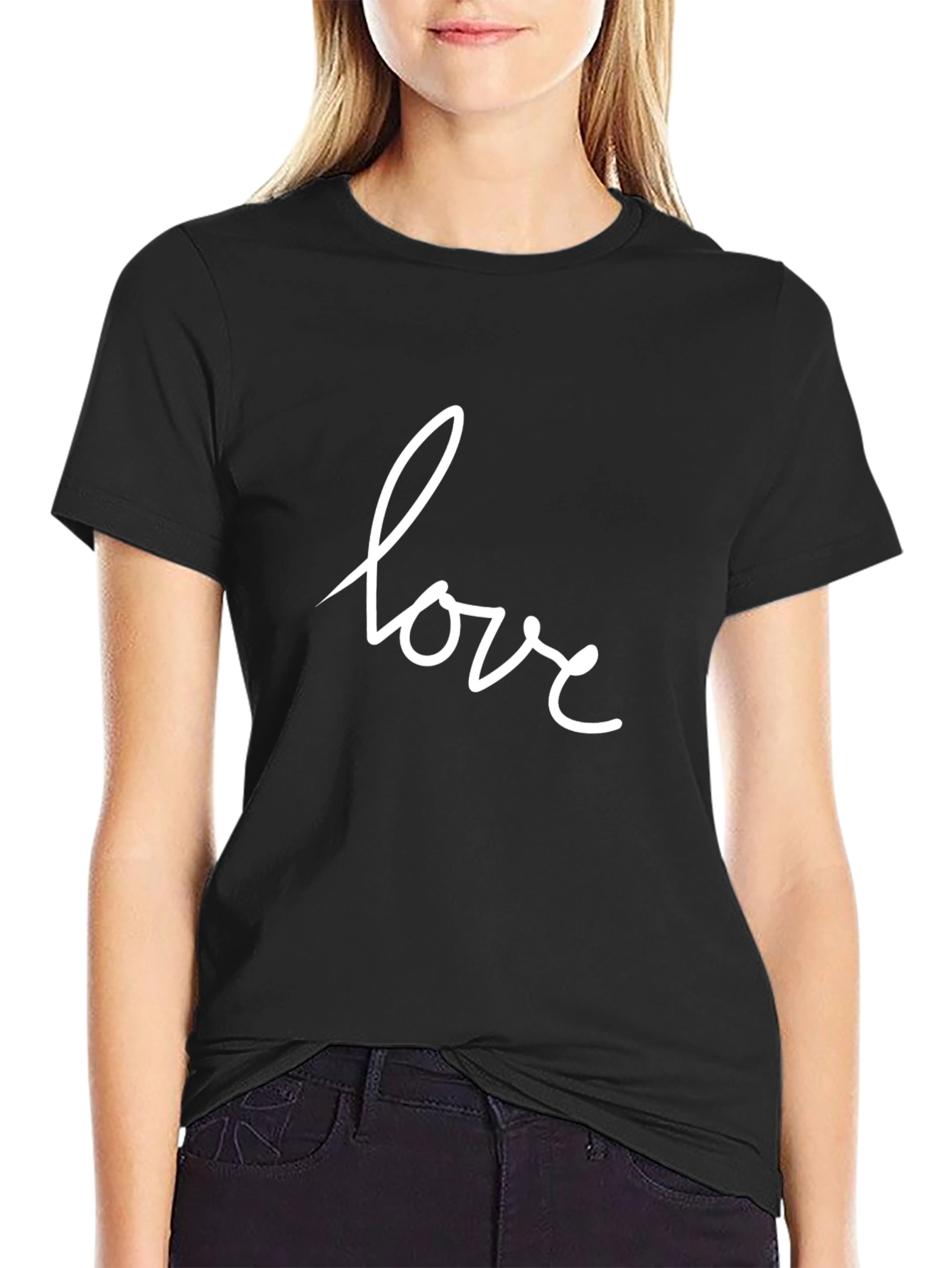 Love Script Tee - Stylish Black T-Shirt