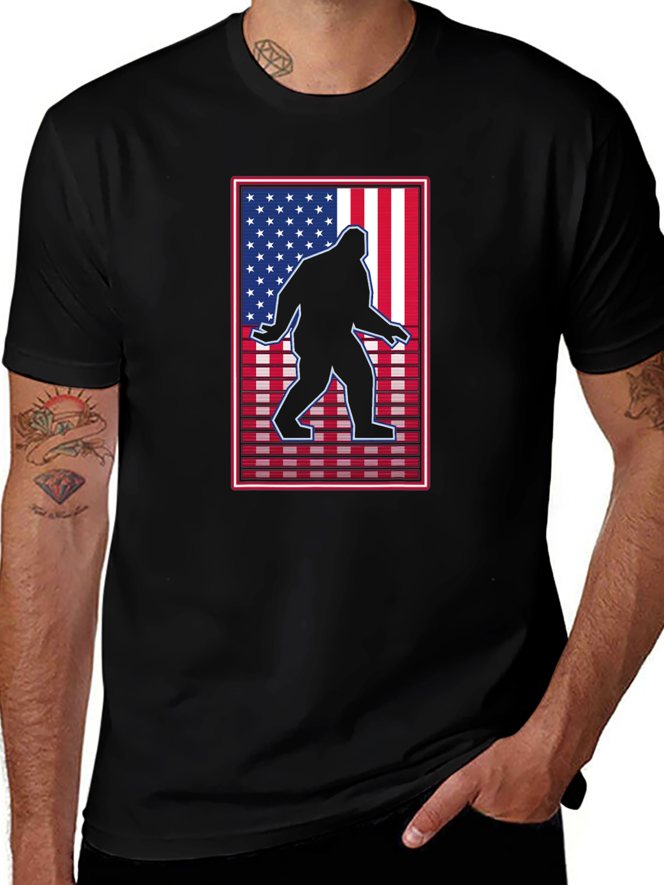 Sasquatch USA Flag Graphic Tee