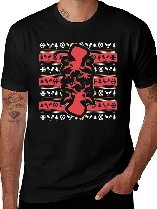 Festive Ugly Christmas T-Shirt with Deer Design