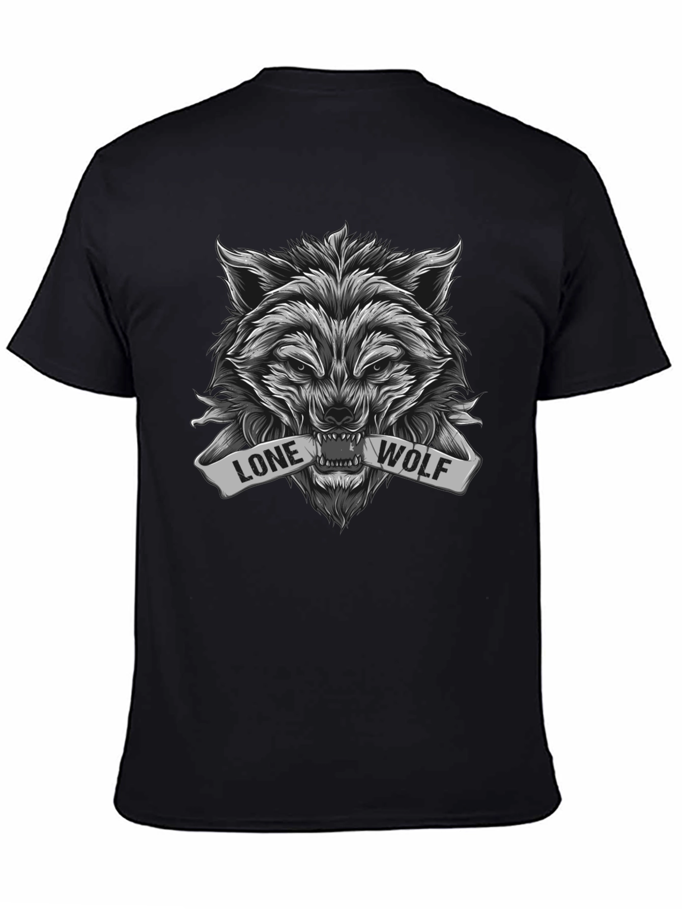 Lone Wolf Graphic Tee - Black Cotton Blend