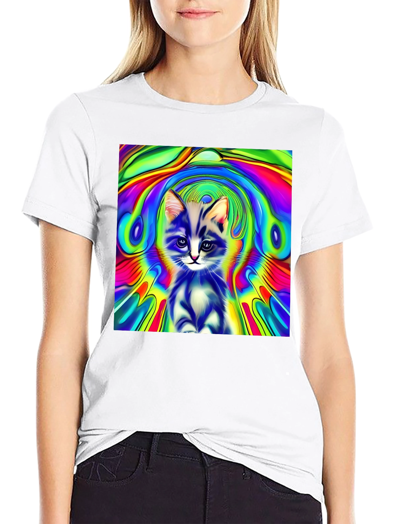 Psychedelic Kitten Graphic Tee