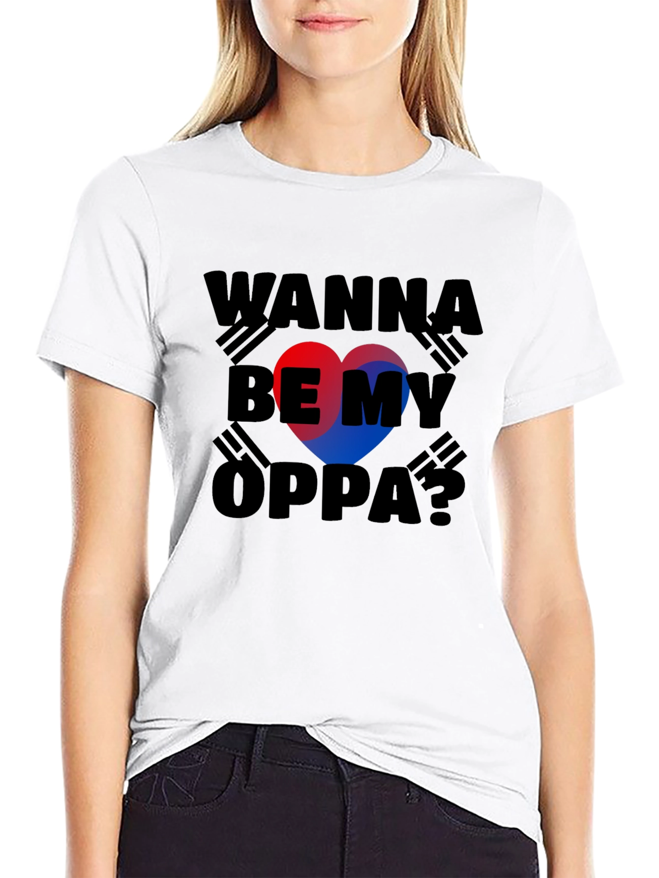 Wanna Be My Oppa? T-Shirt Korean Flag Heart