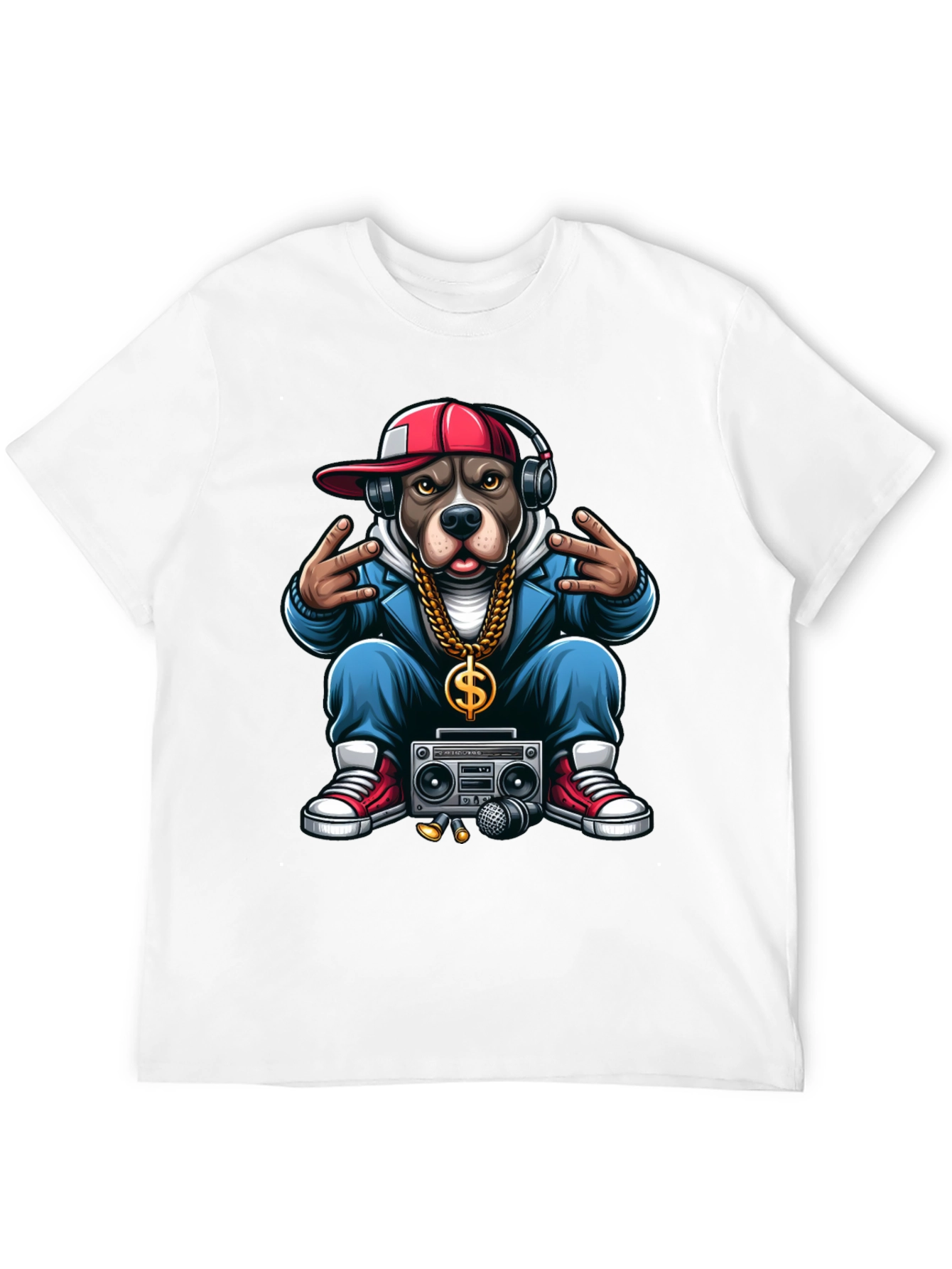Hip Hop Dog Graphic T-Shirt