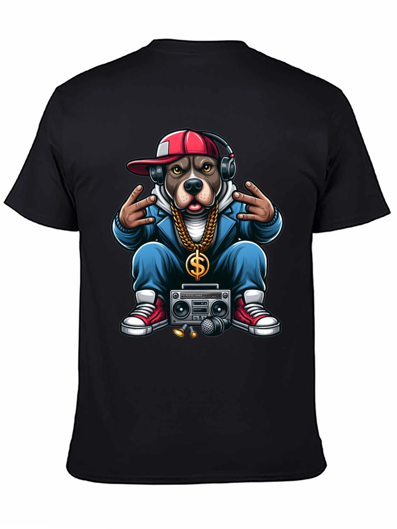 Hip Hop Dog Graphic T-Shirt