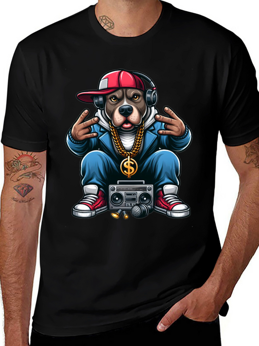 Hip Hop Dog Graphic T-Shirt