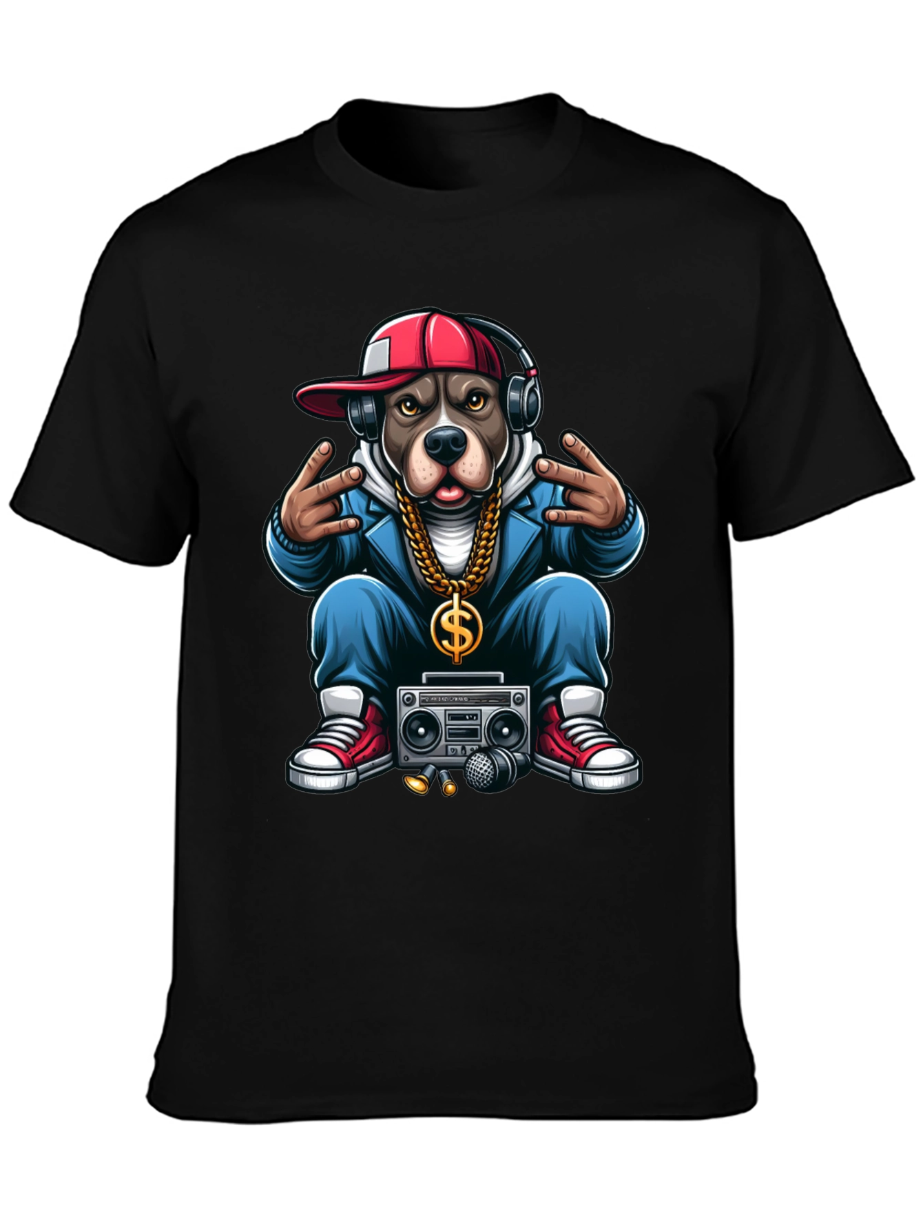 Hip Hop Dog Graphic T-Shirt