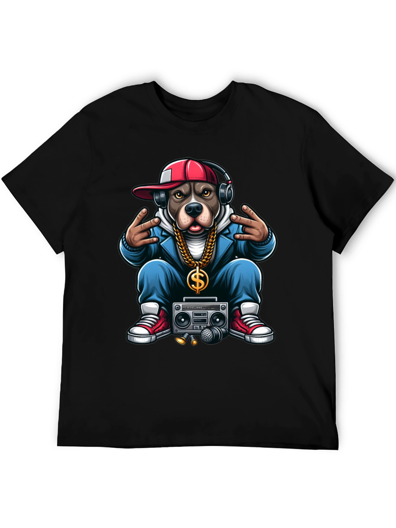 Hip Hop Dog Graphic T-Shirt
