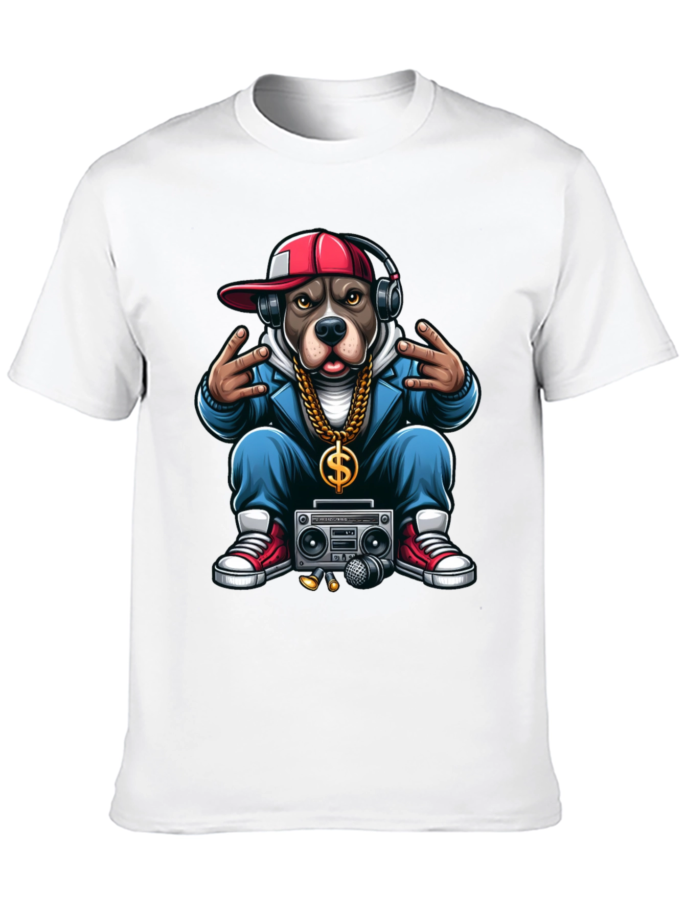 Hip Hop Dog Graphic T-Shirt