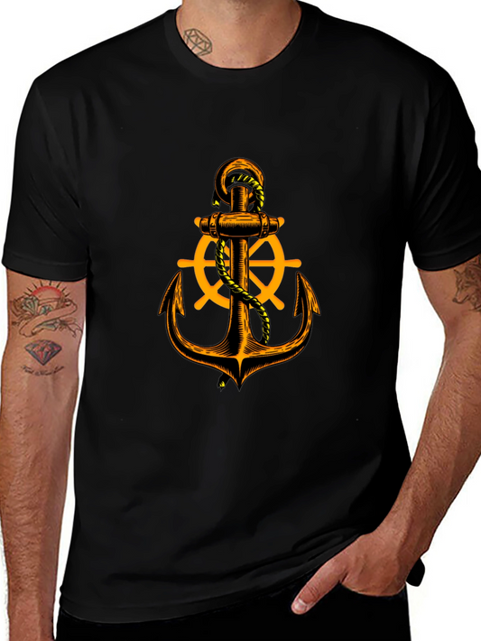 Nautical Anchor Graphic Tee - Black