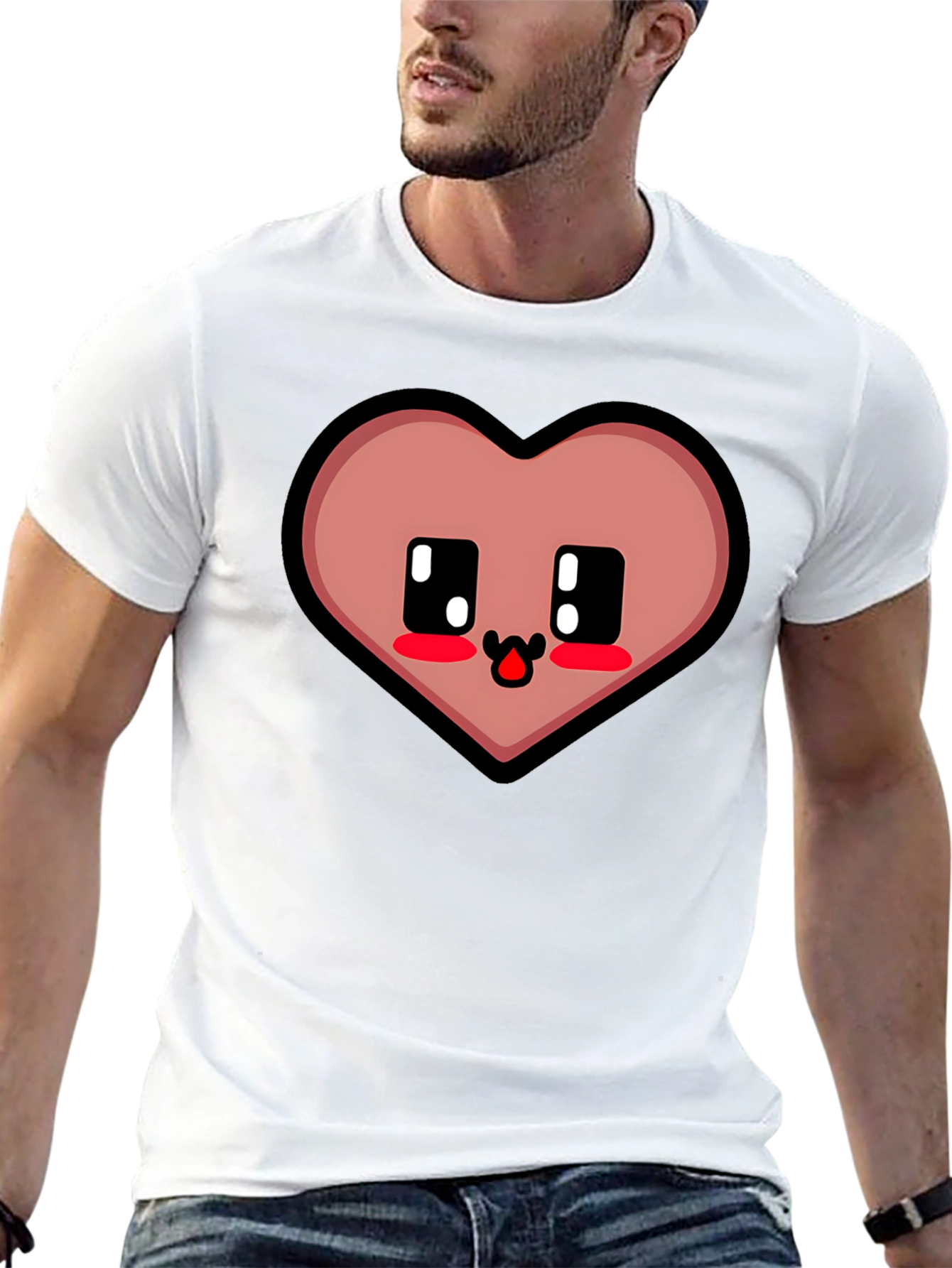 Kawaii Heart Graphic Tee - Cute Black T-Shirt