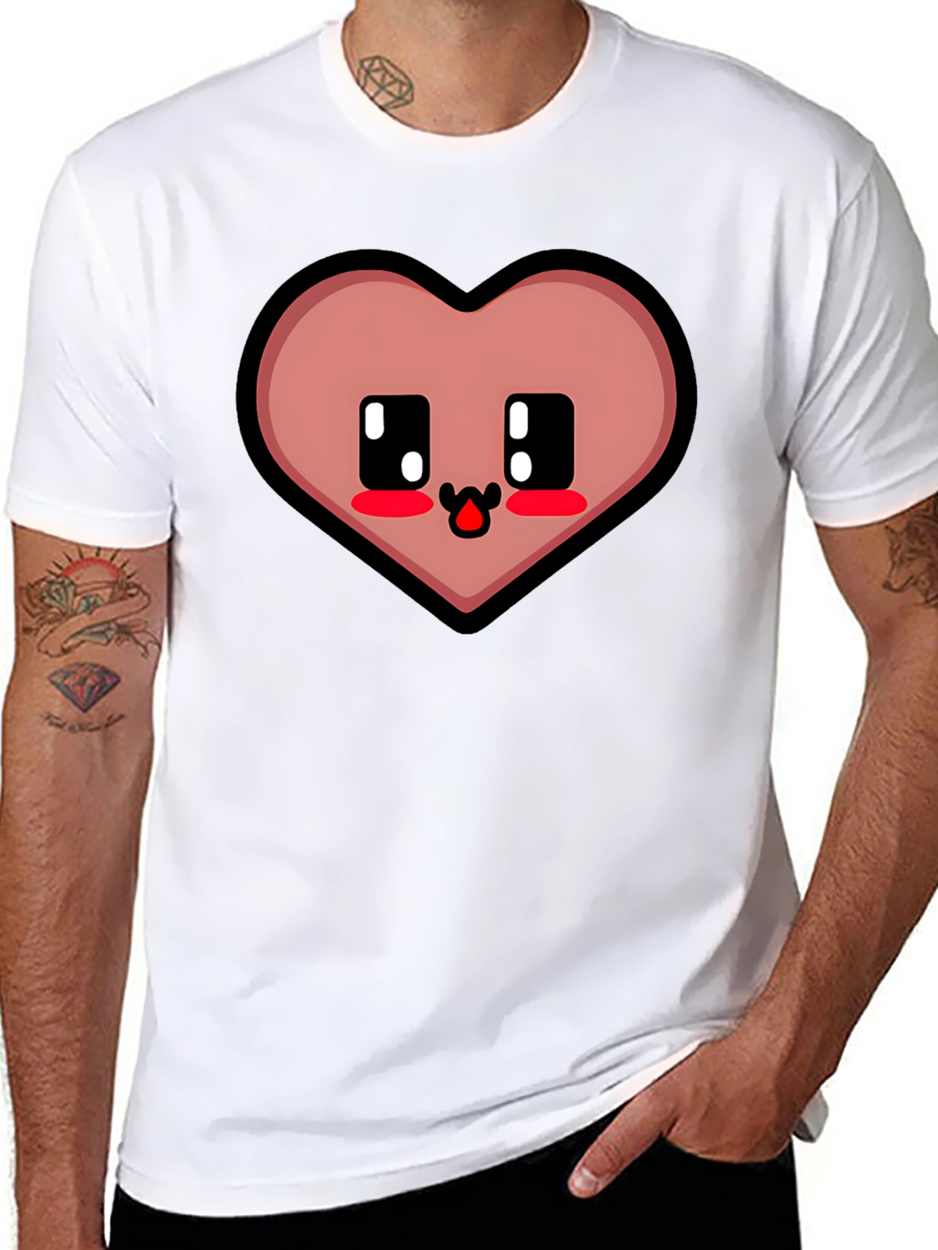 Kawaii Heart Graphic Tee - Cute Black T-Shirt