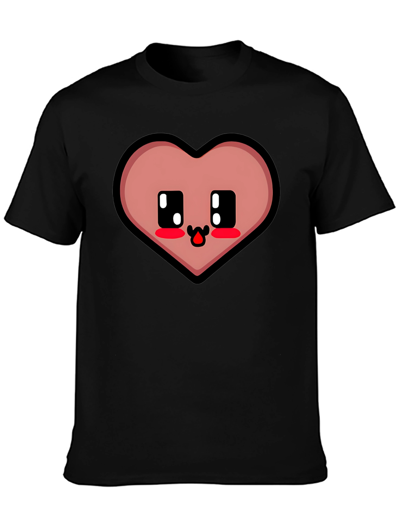 Kawaii Heart Graphic Tee - Cute Black T-Shirt
