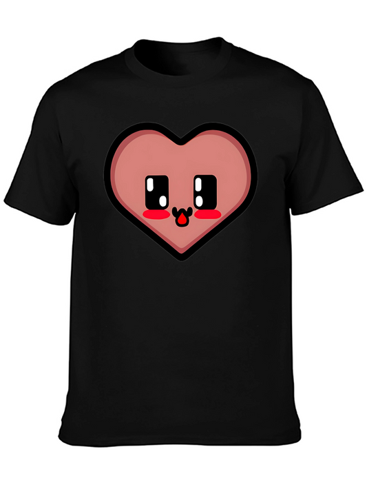 Kawaii Heart Graphic Tee - Cute Black T-Shirt
