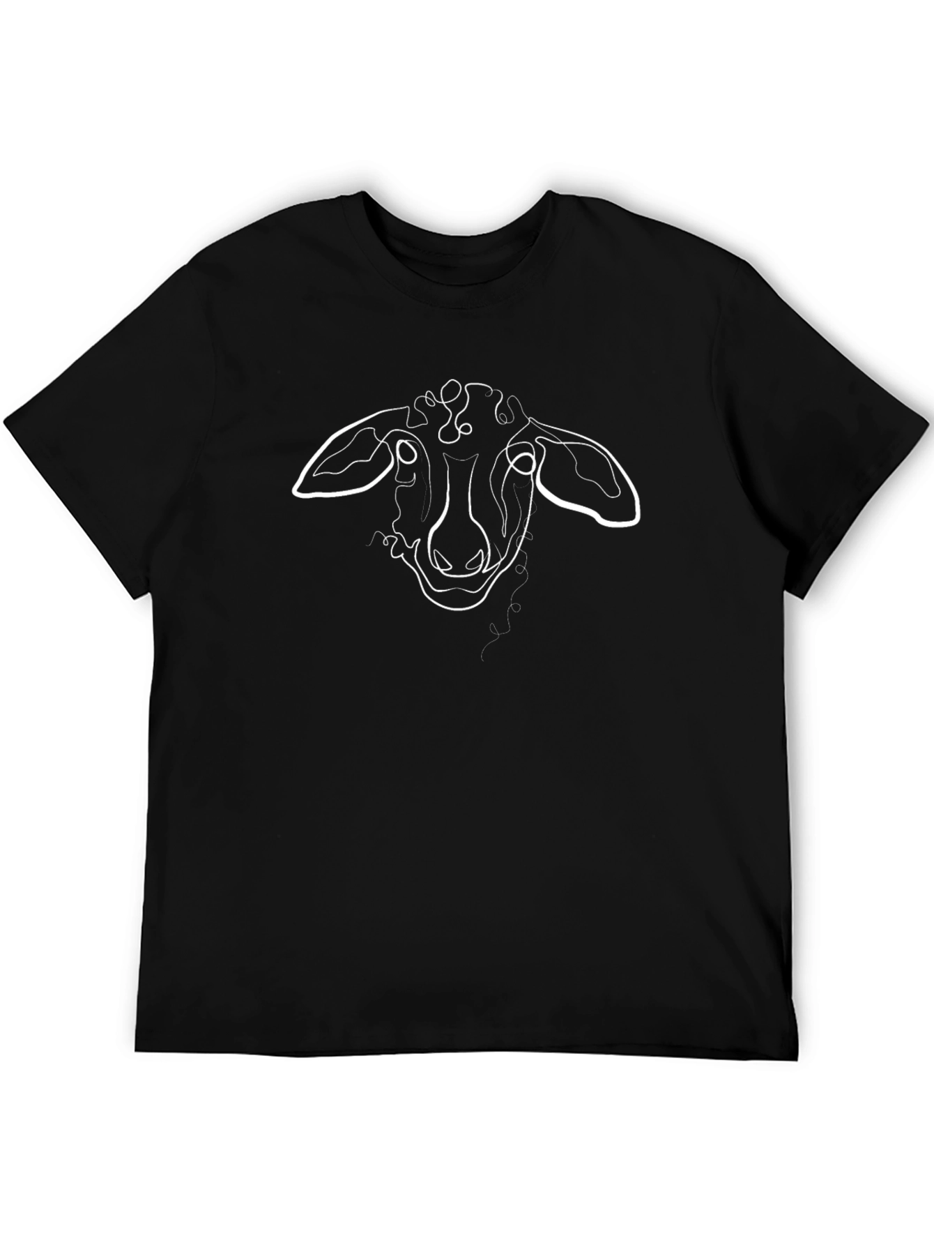 Abstract Sheep Line Art Black T-Shirt