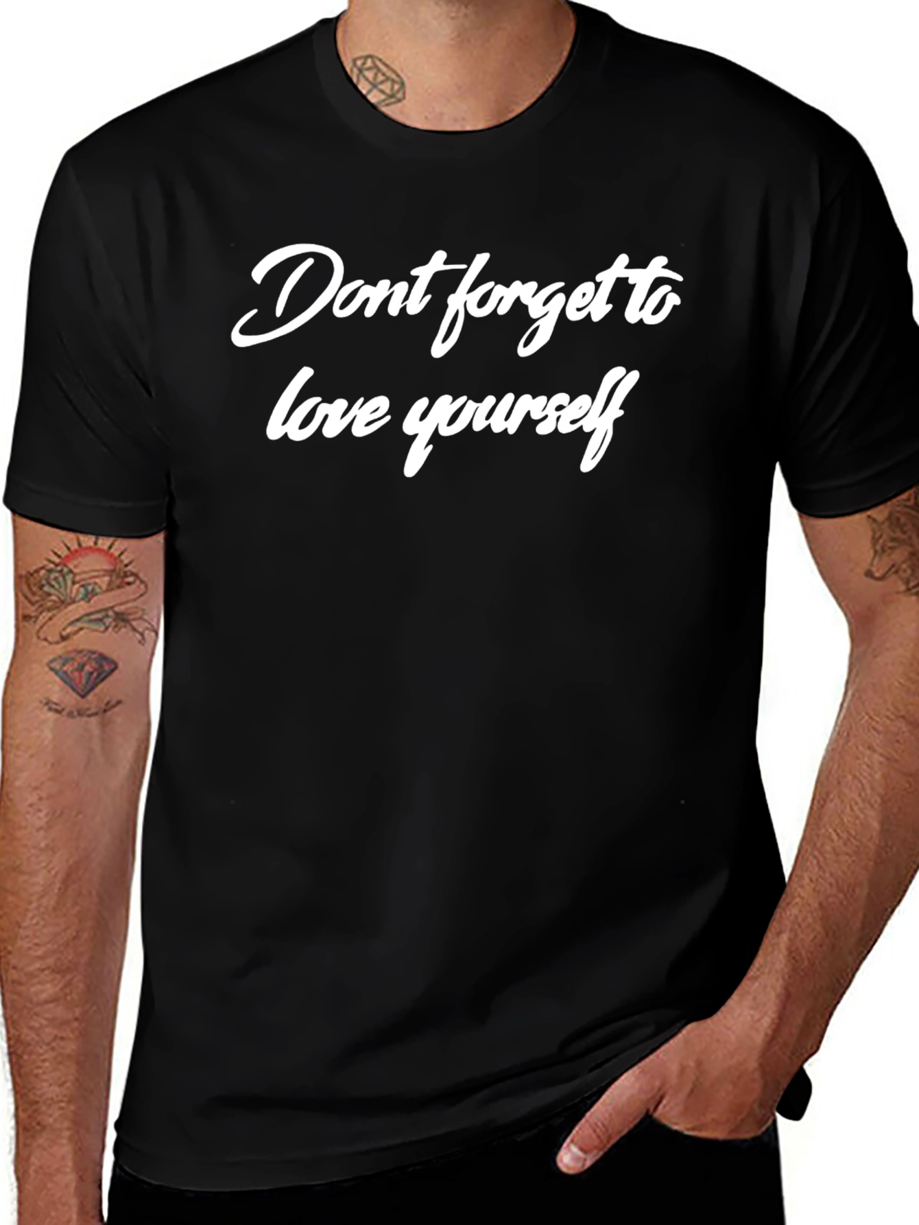Motivational Black T-Shirt: Love Yourself