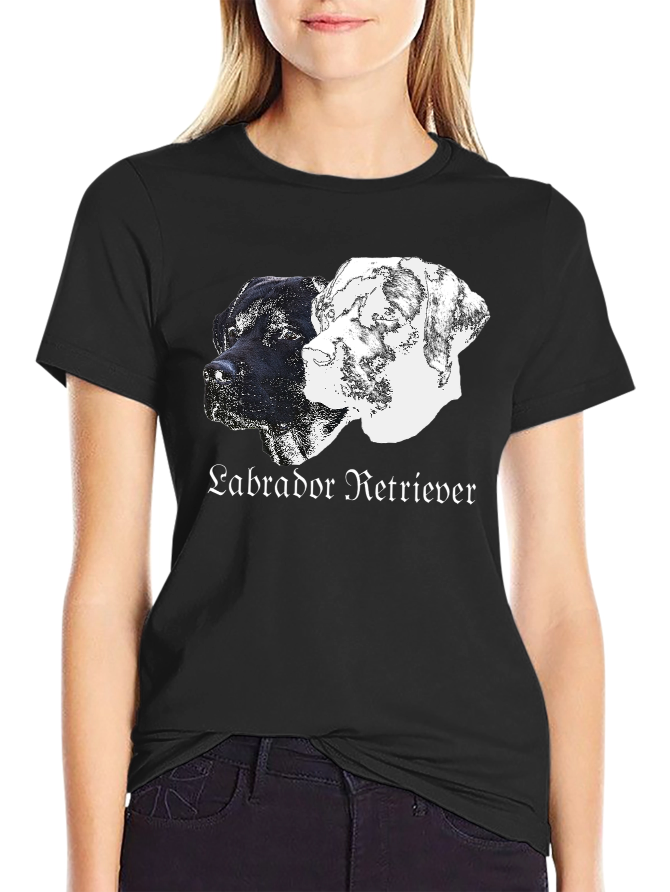 Labrador Retriever Dog Graphic Print Black T-Shirt