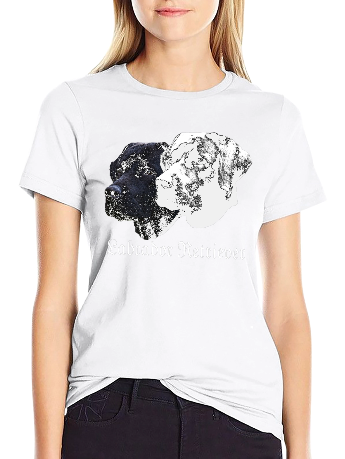 Labrador Retriever Dog Graphic Print Black T-Shirt