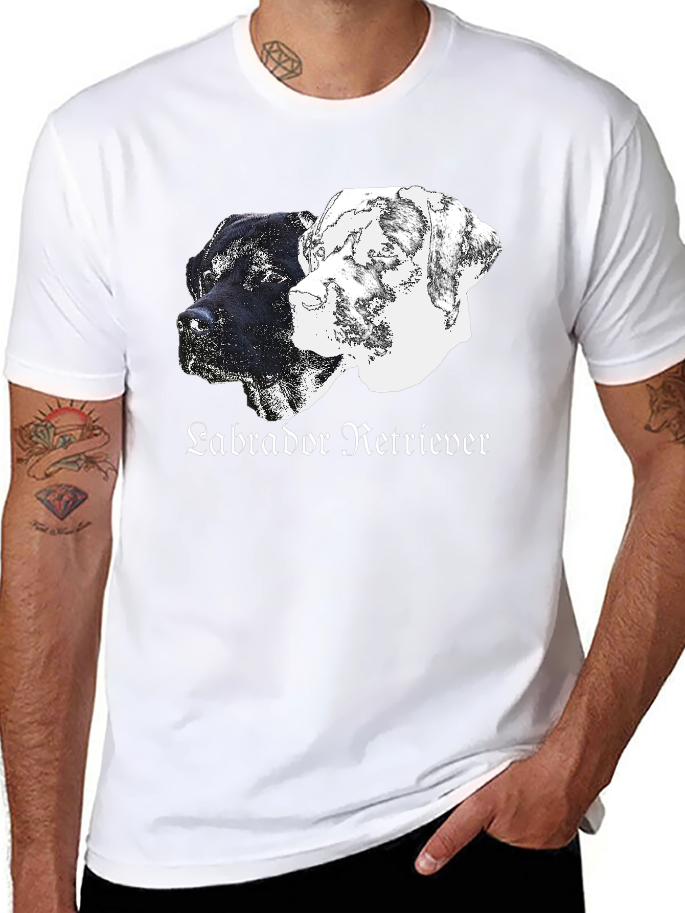 Labrador Retriever Dog Graphic Print Black T-Shirt