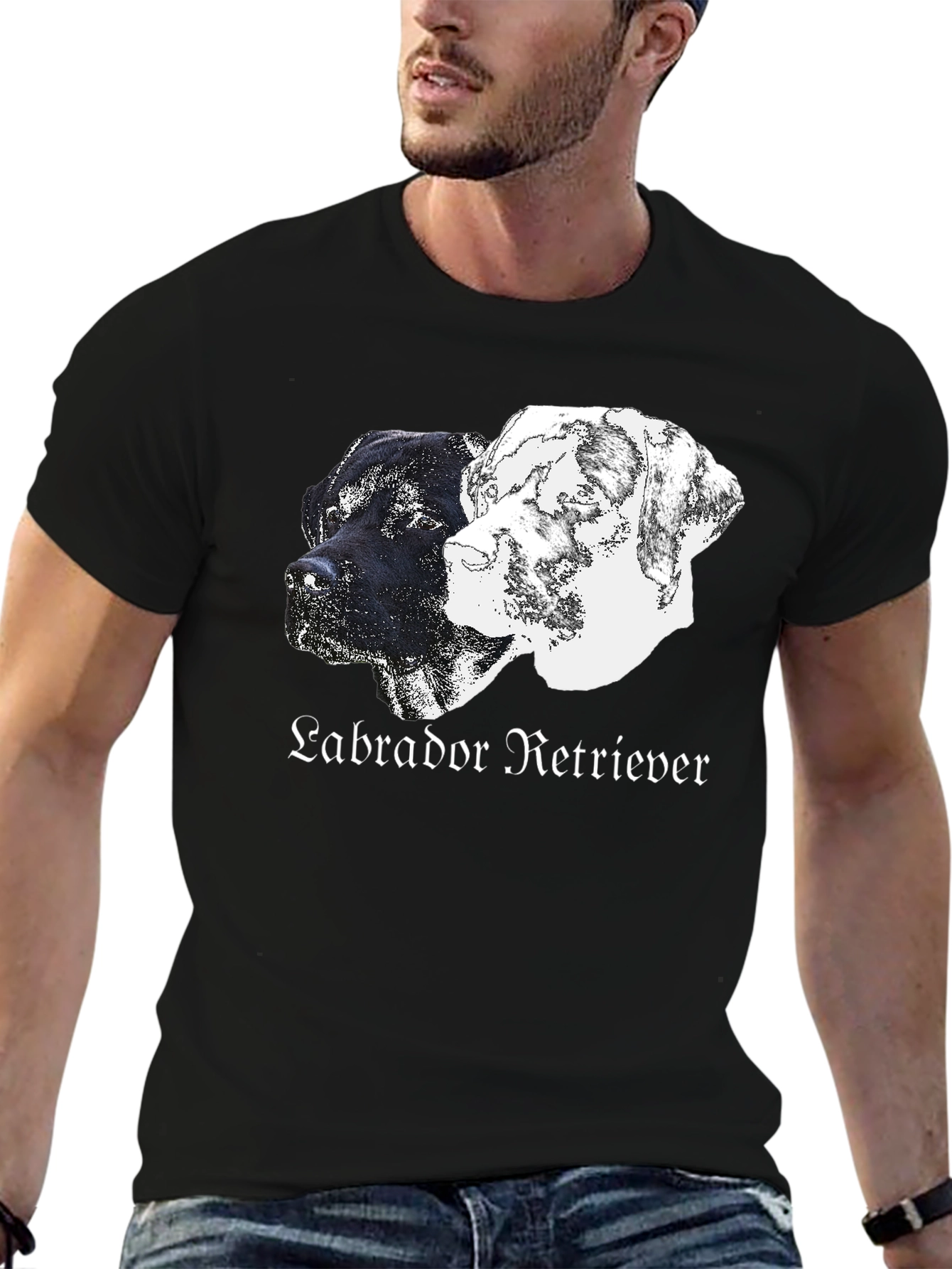 Labrador Retriever Dog Graphic Print Black T-Shirt