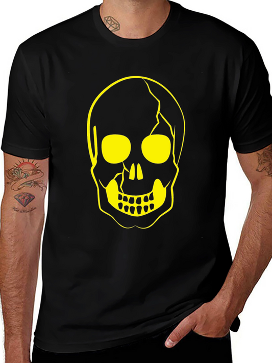 Skull Graphic Tee - Black Cotton Casual Shirt