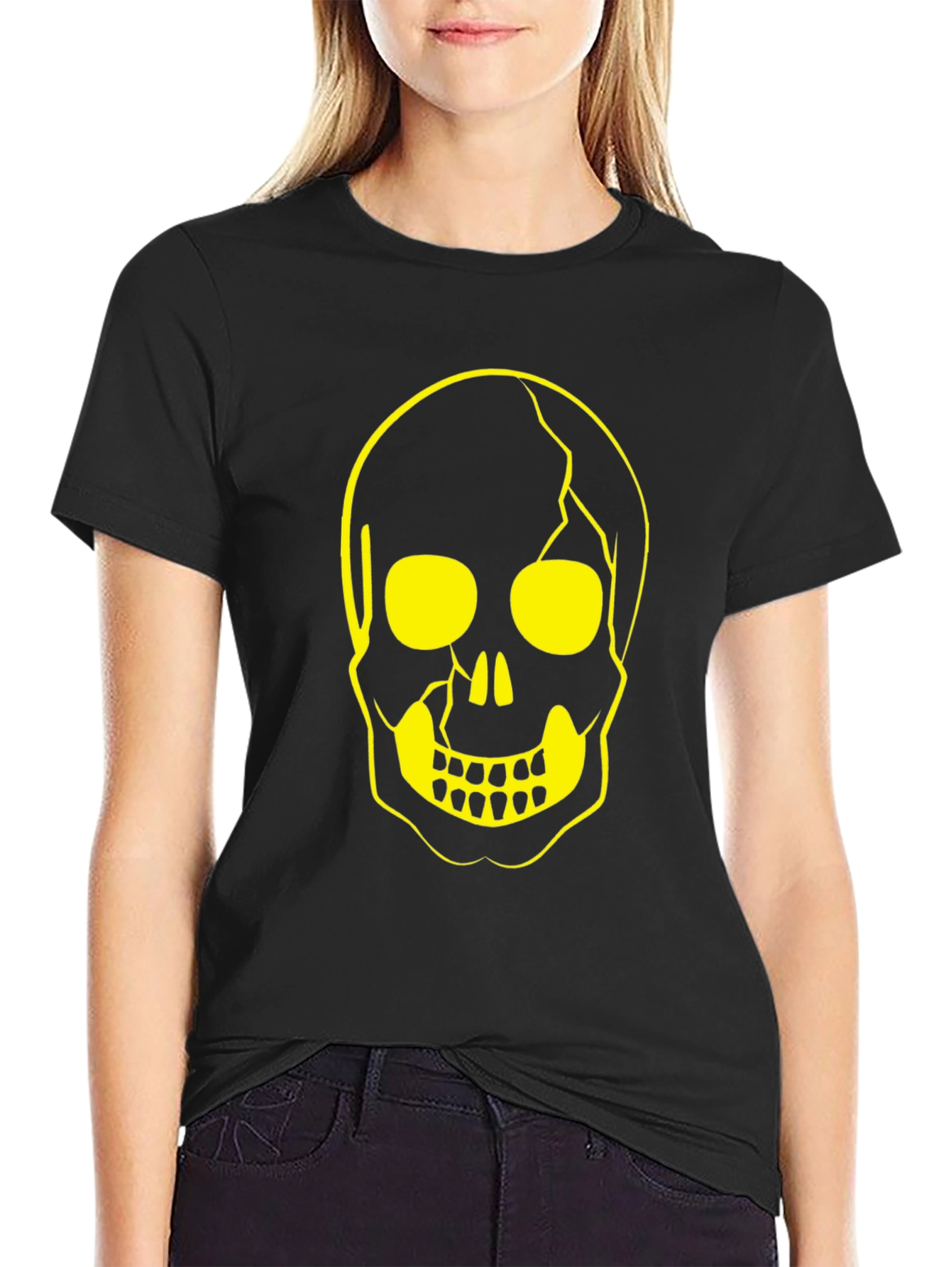 Skull Graphic Tee - Black Cotton Casual Shirt