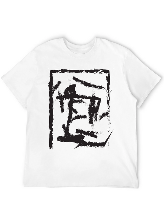 Abstract Graphic Print Mens Black T-Shirt