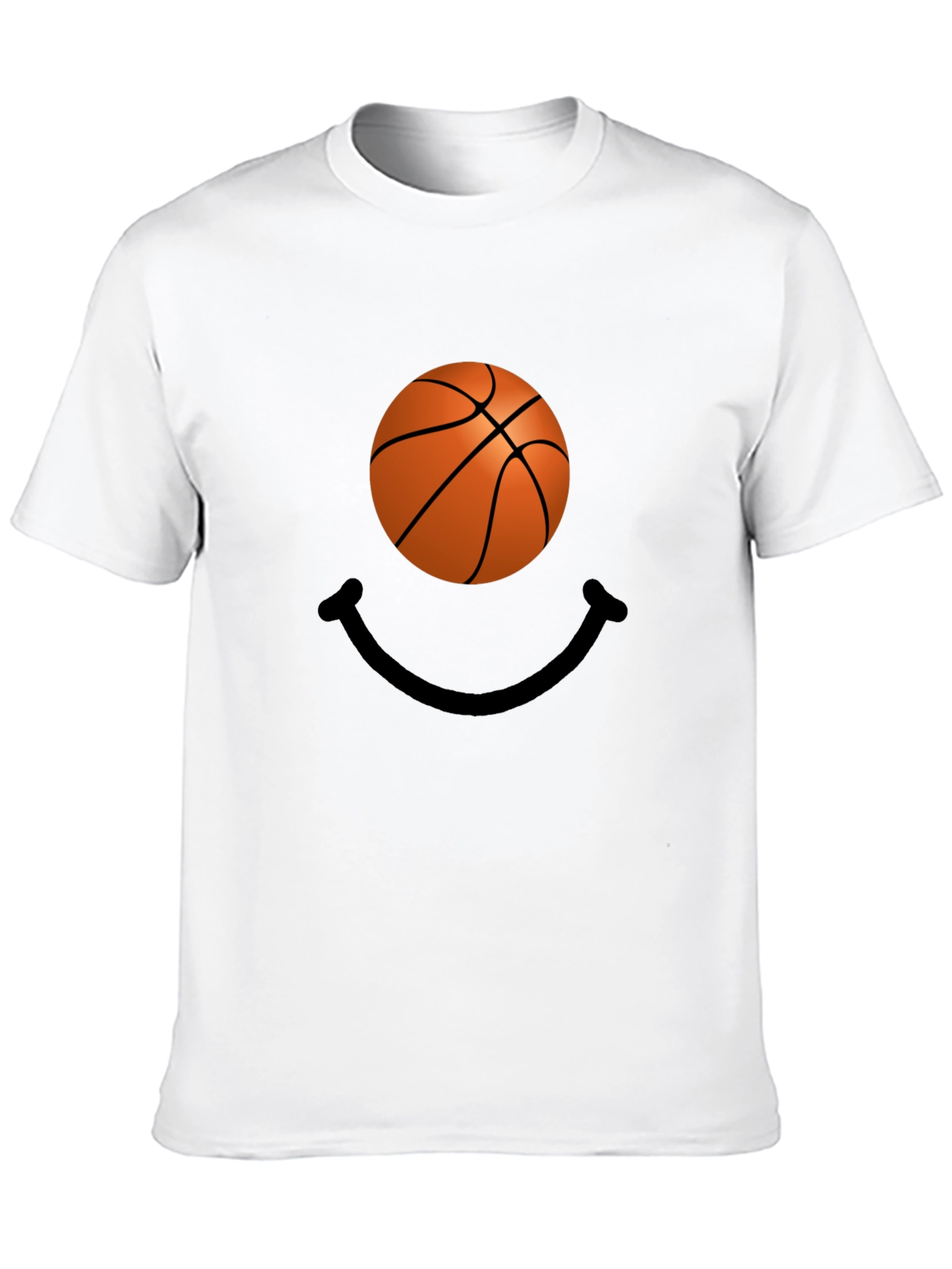Basketball Smiley Face Black T-Shirt