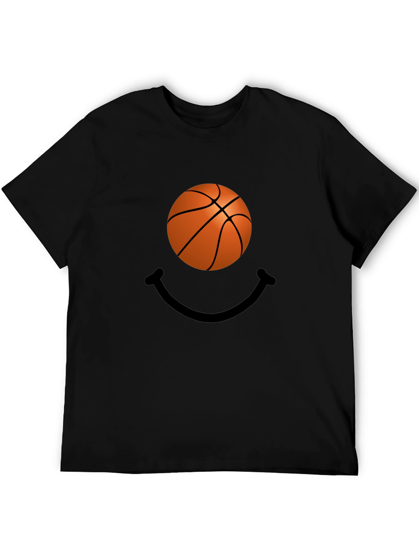 Basketball Smiley Face Black T-Shirt