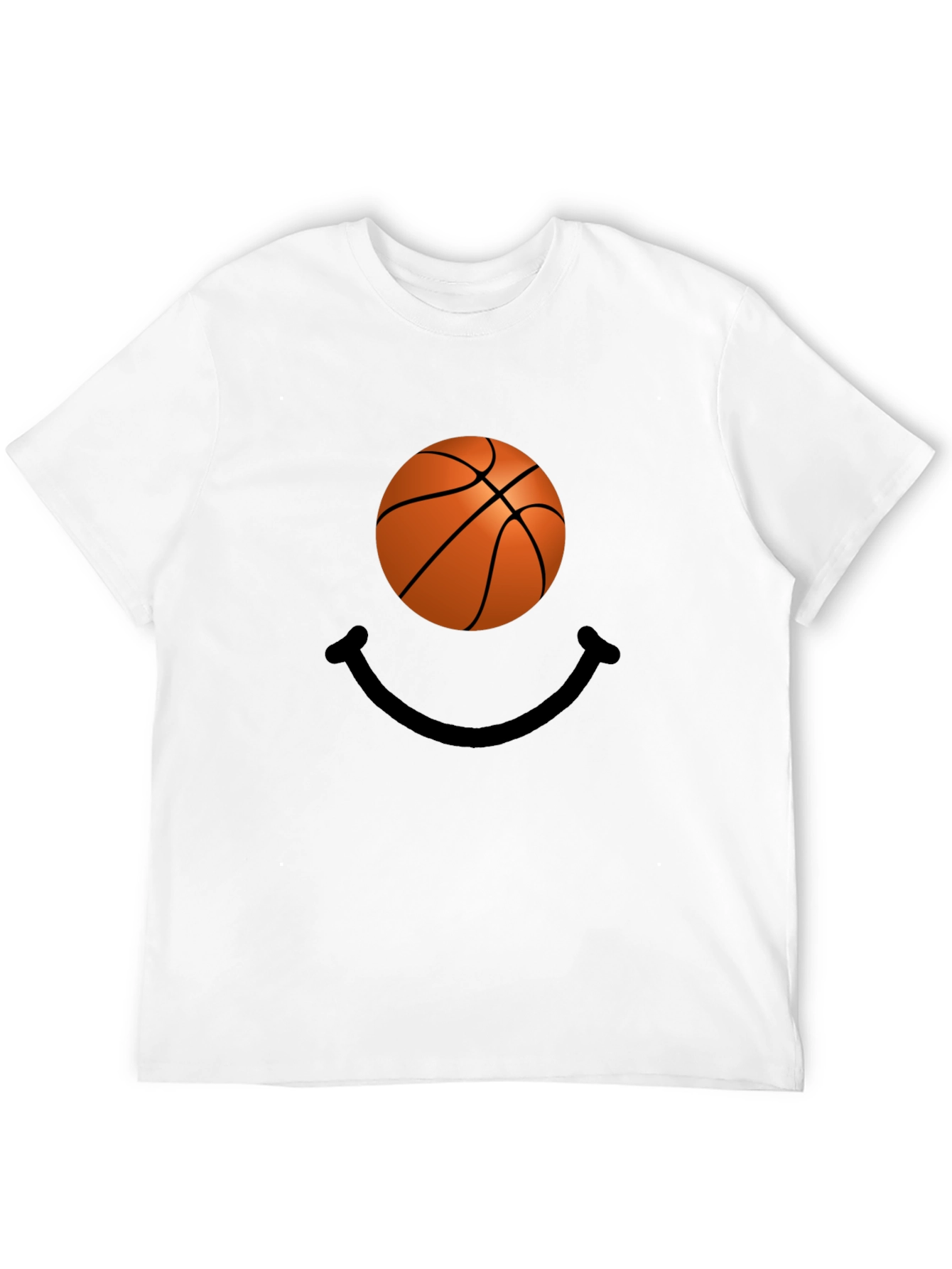 Basketball Smiley Face Black T-Shirt