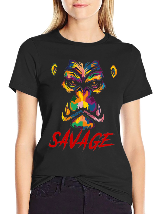 Savage Graphic Tee - Colorful Monkey T-Shirt