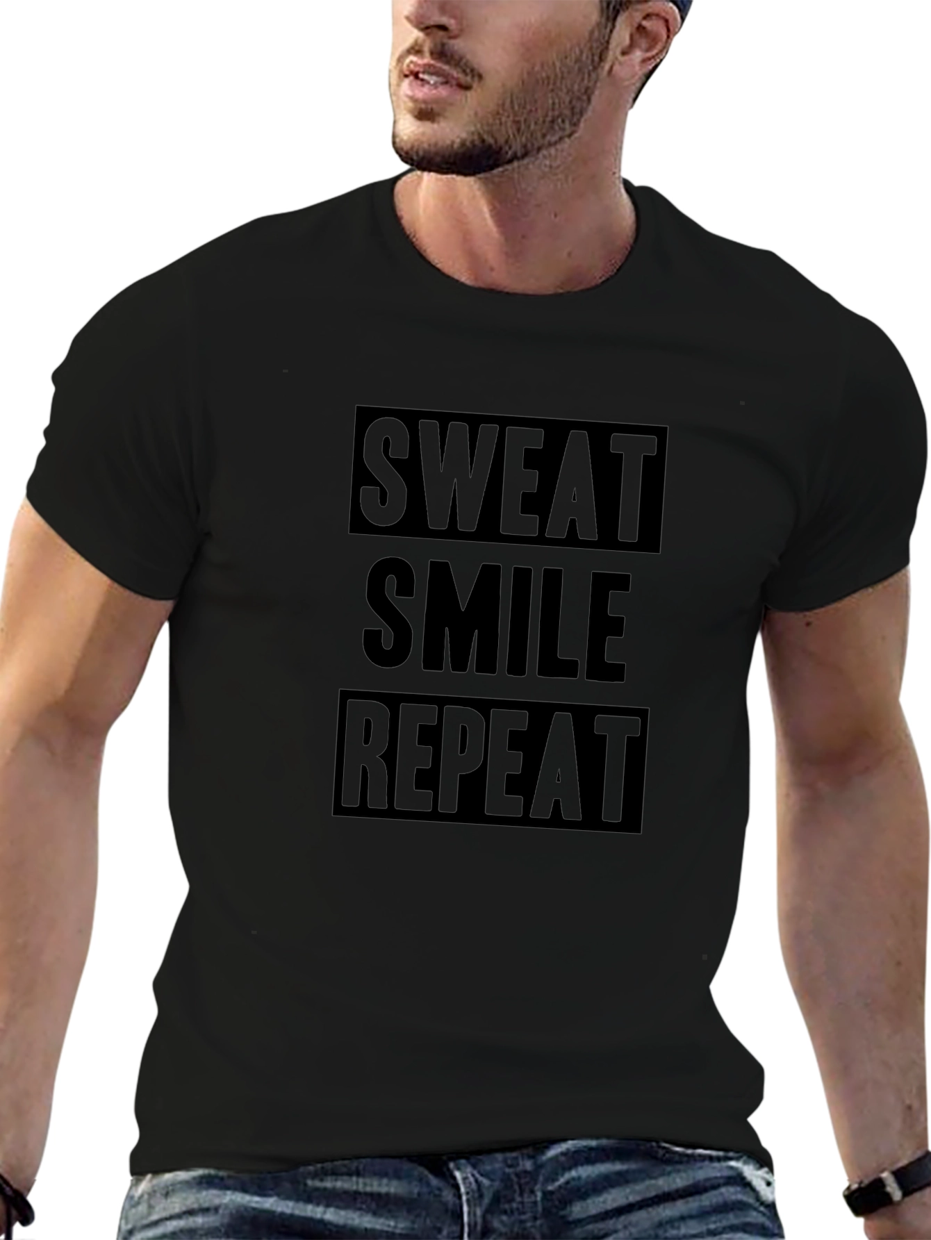 Sweat Smile Repeat Black Graphic T-Shirt