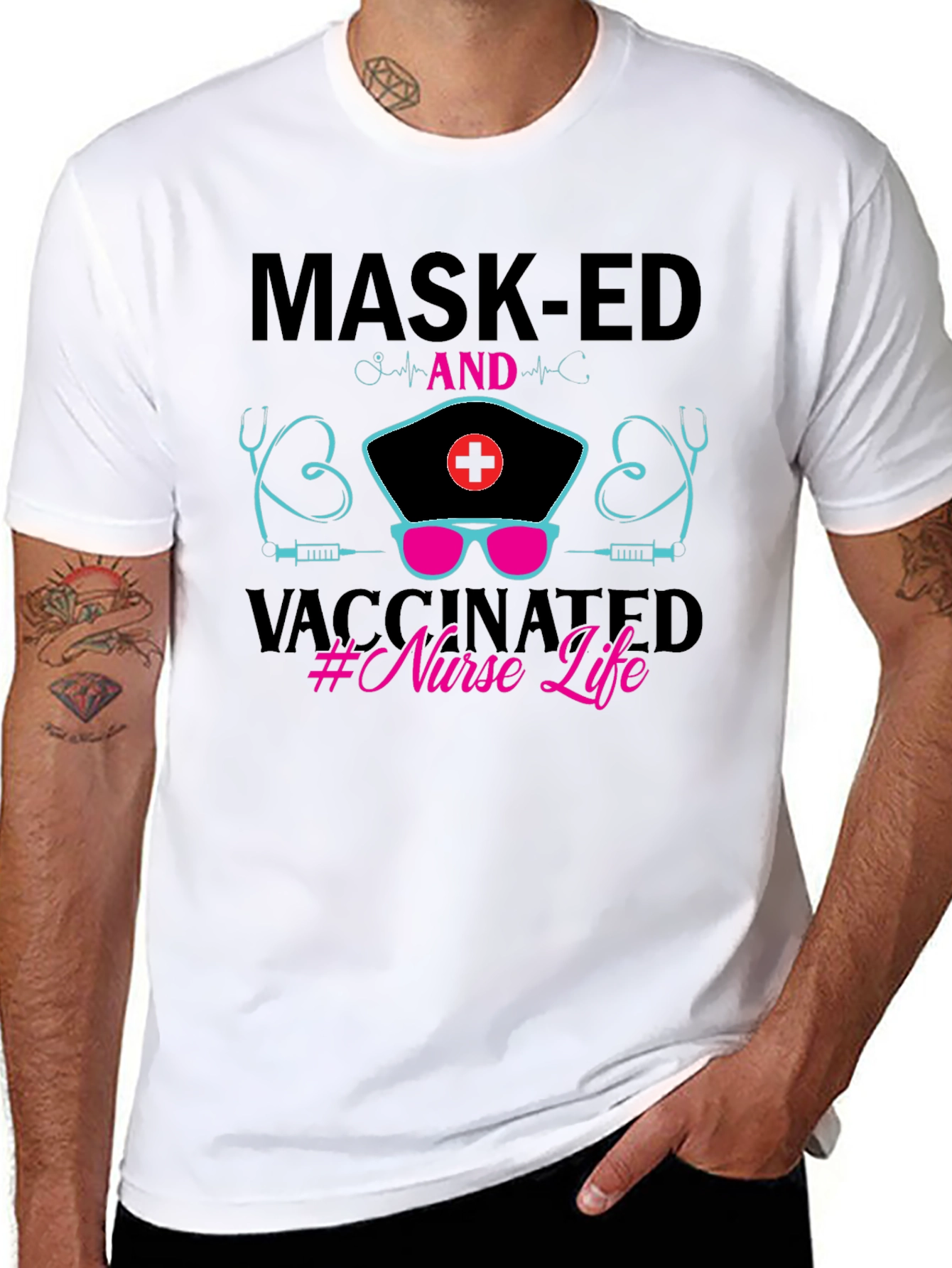 Masked and Vaccinated Nurse Life T-Shirt