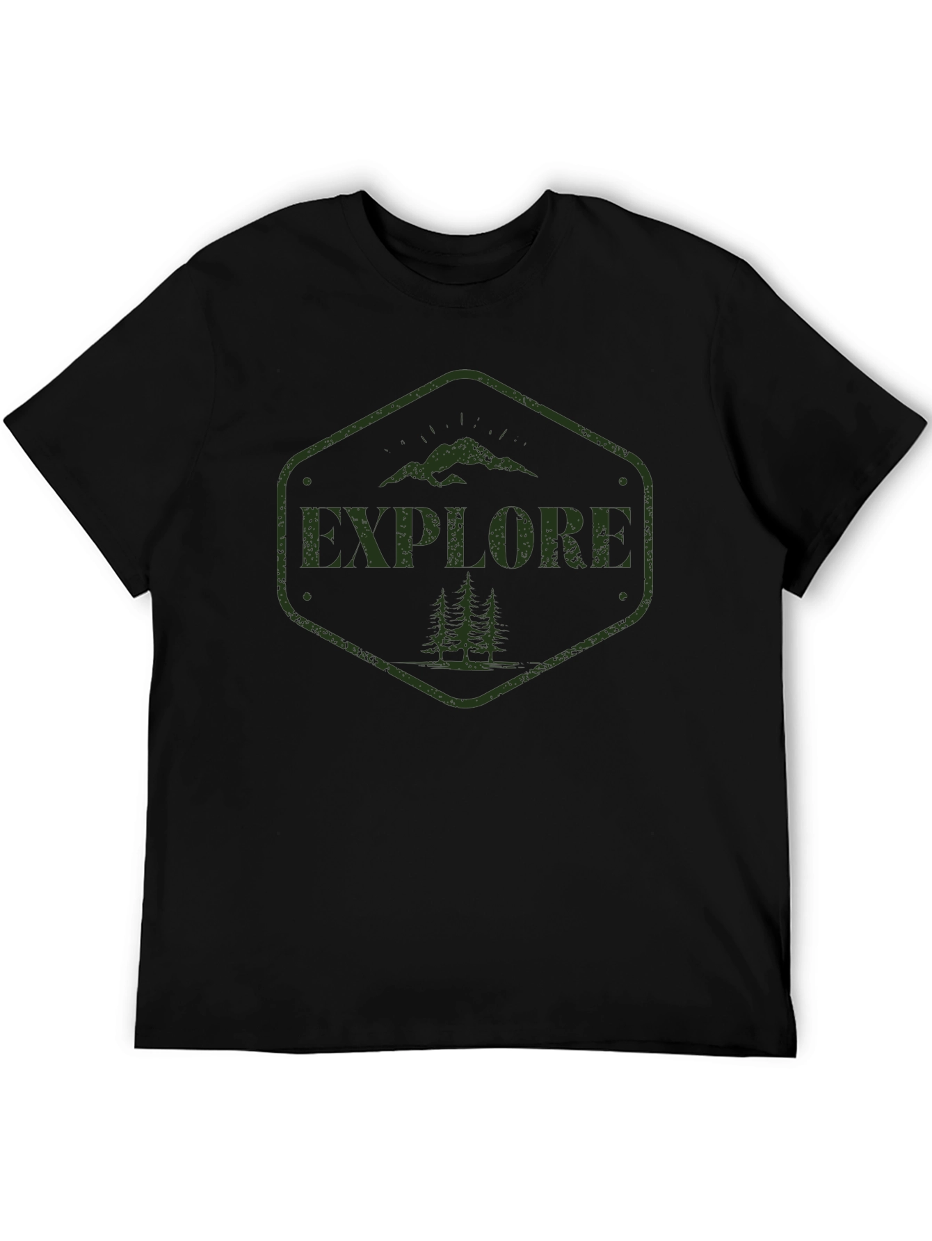 Explore Nature Graphic Tee - Black Cotton T-Shirt