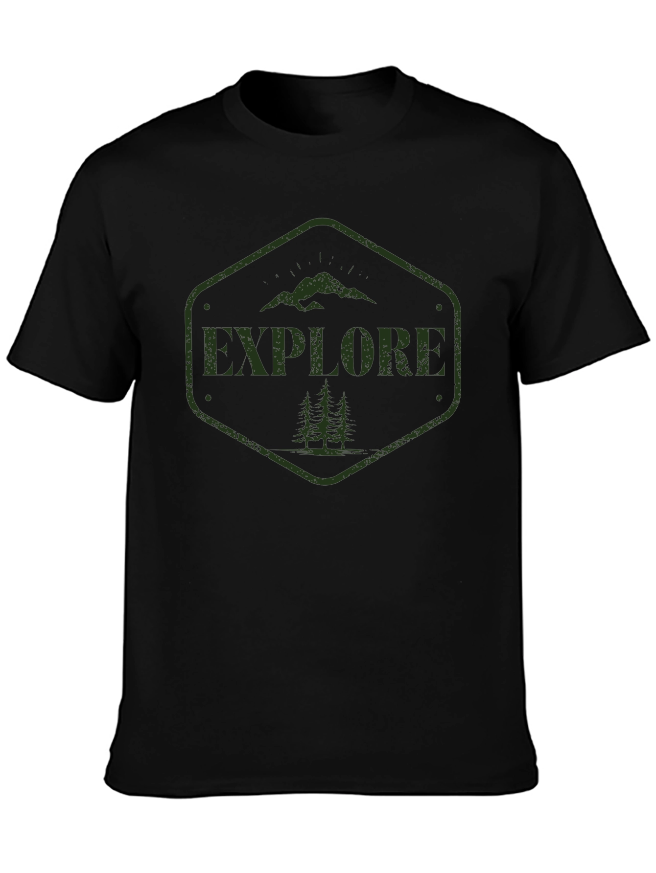Explore Nature Graphic Tee - Black Cotton T-Shirt