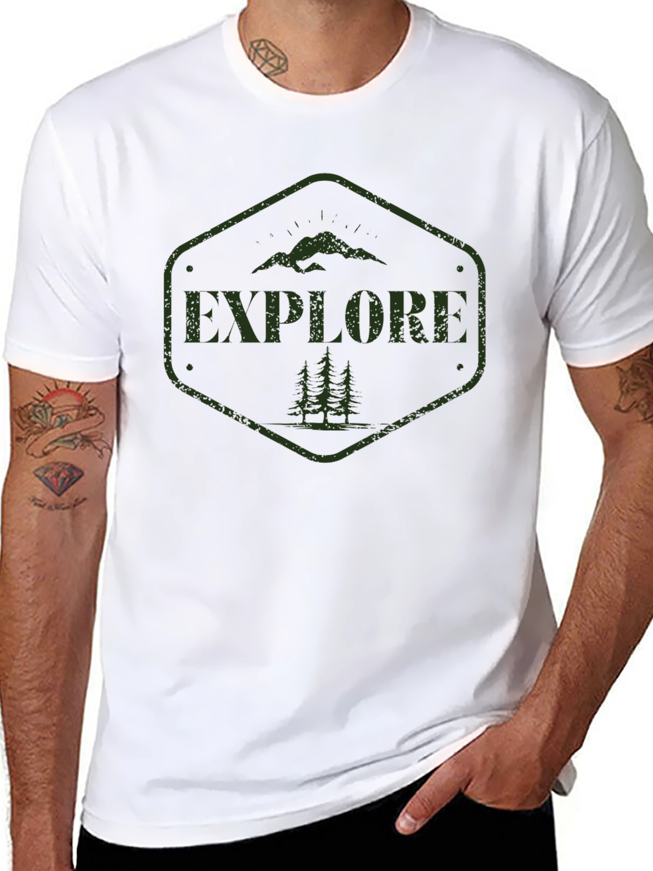 Explore Nature Graphic Tee - Black Cotton T-Shirt