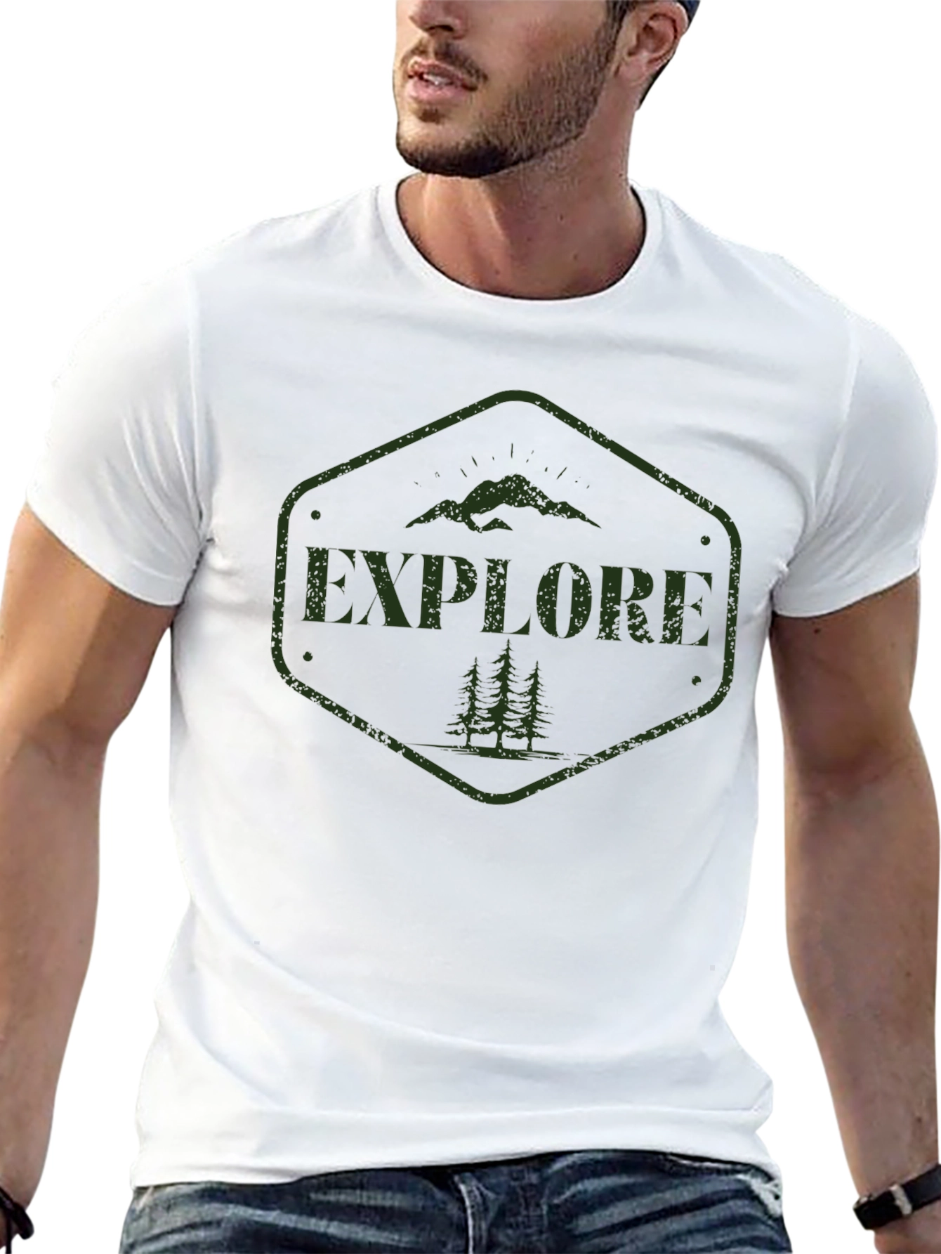 Explore Nature Graphic Tee - Black Cotton T-Shirt