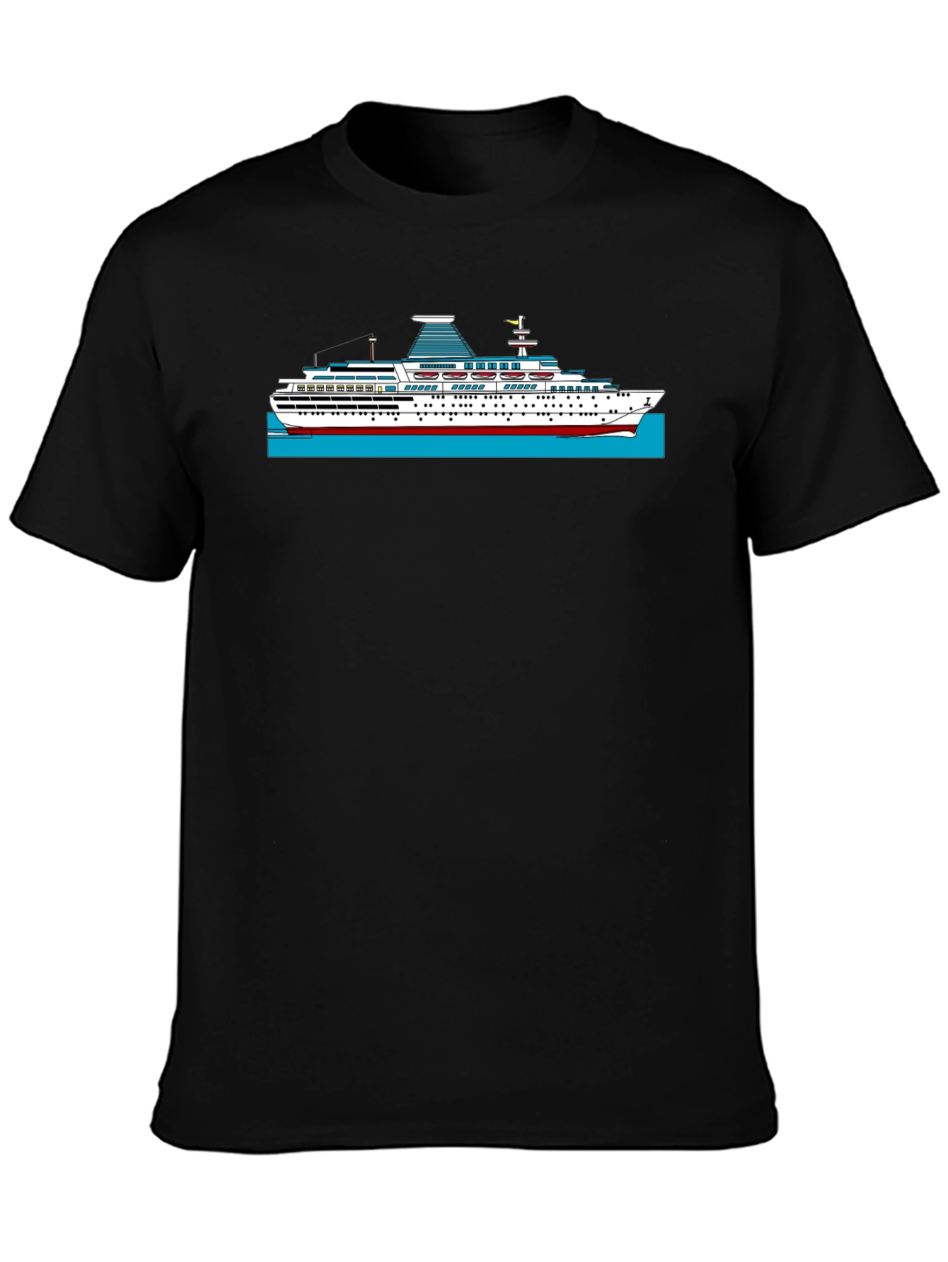 Cruise Ship Graphic T-Shirt - Black