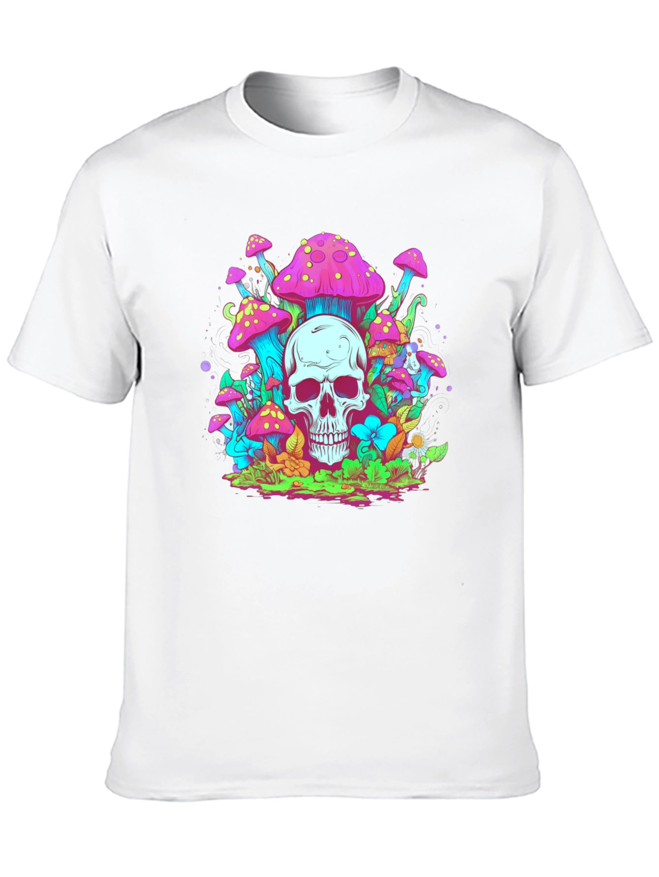 Skull Mushroom Graphic Tee - Black