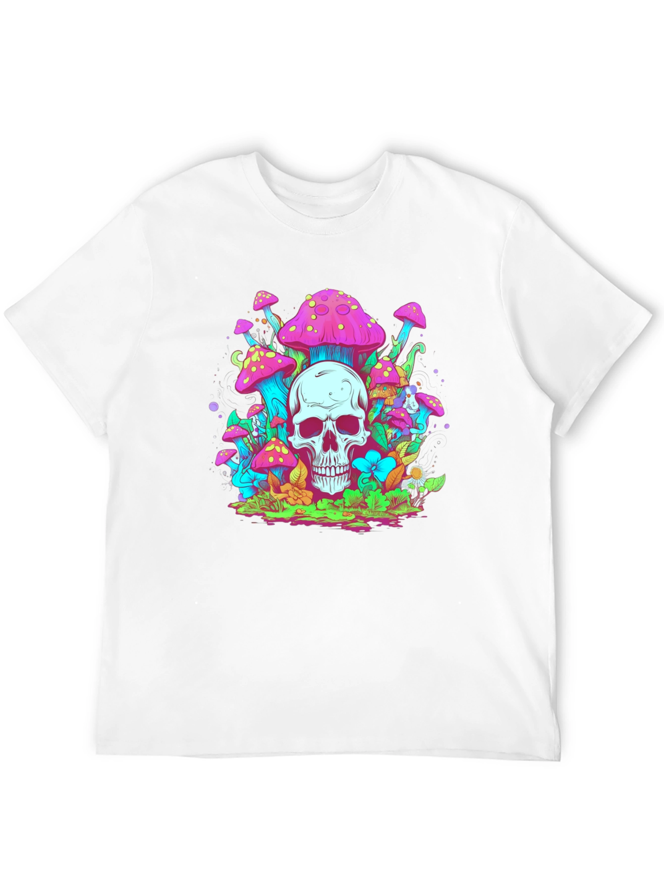 Skull Mushroom Graphic Tee - Black