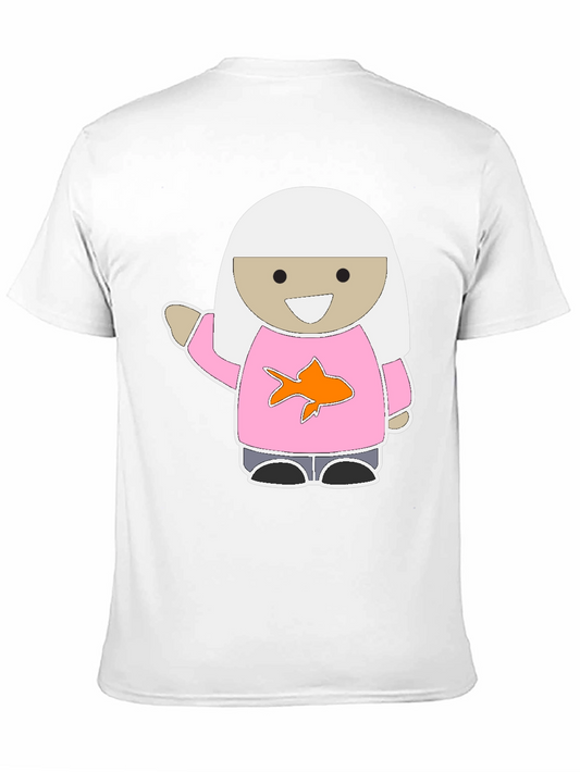 Cute Cartoon Girl Pink Fish T-Shirt