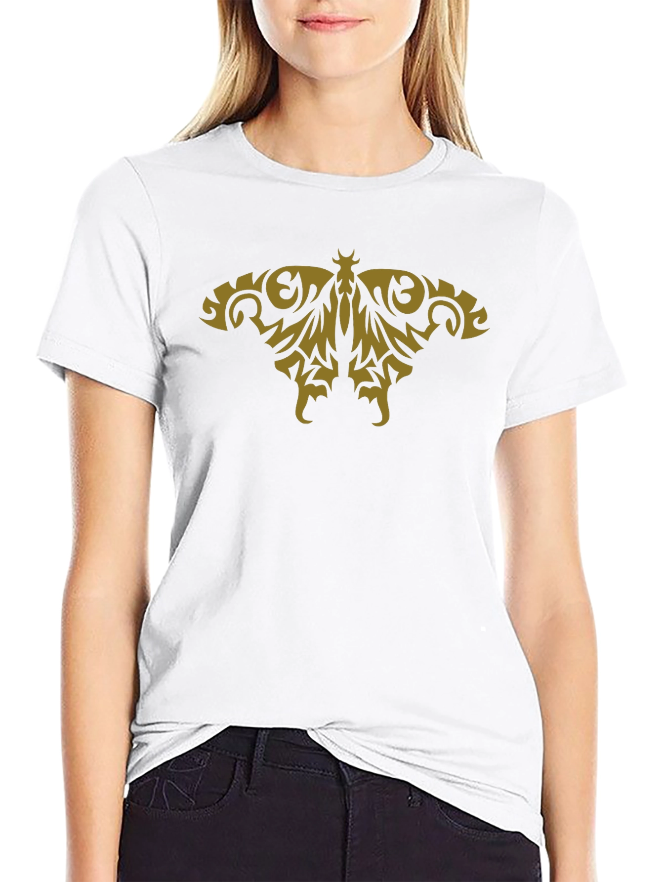 Tribal Butterfly Graphic Black T-Shirt