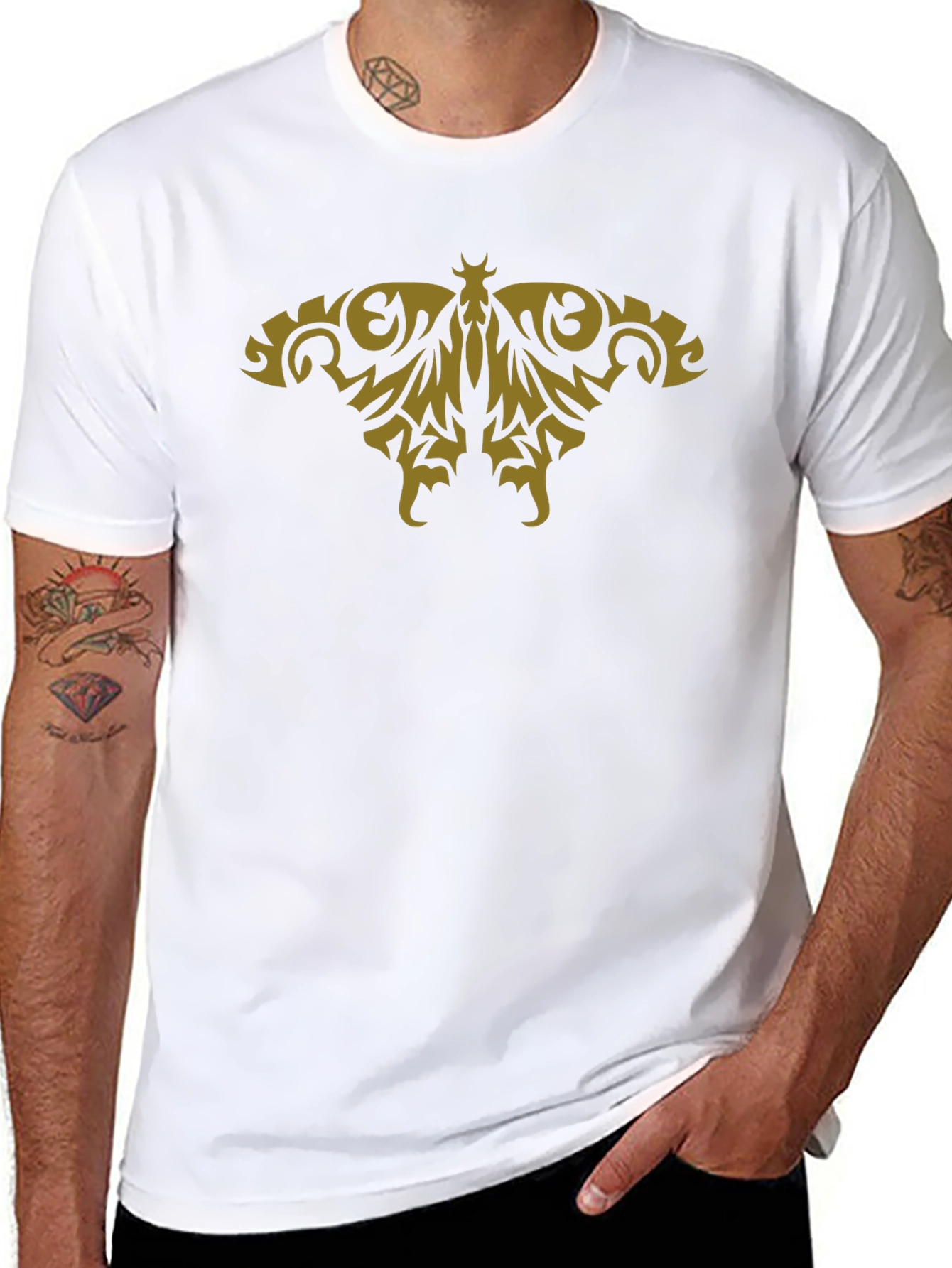 Tribal Butterfly Graphic Black T-Shirt
