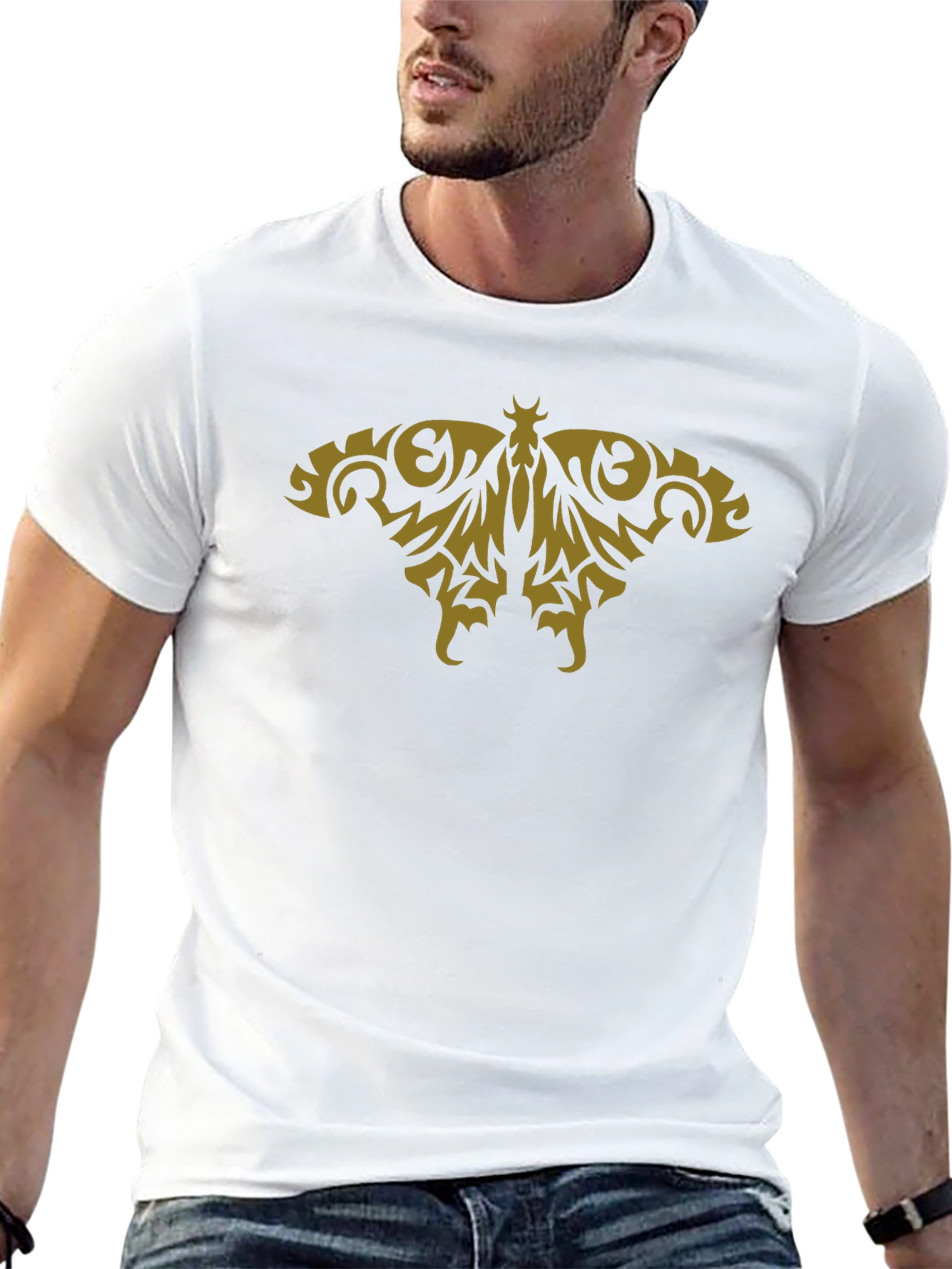 Tribal Butterfly Graphic Black T-Shirt