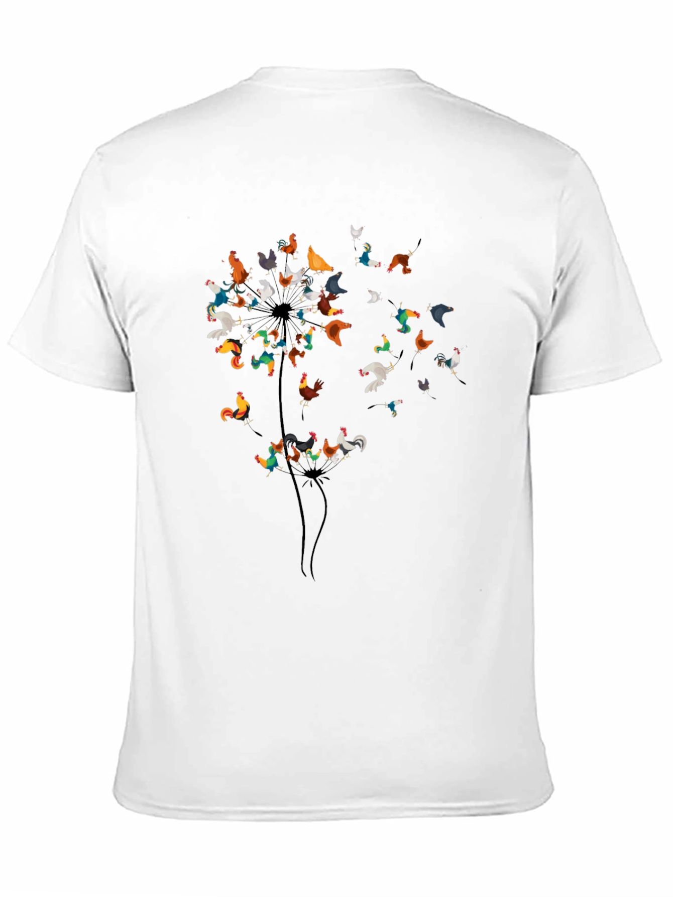 Dandelion Chicken Graphic Tee - Black Cotton Shirt