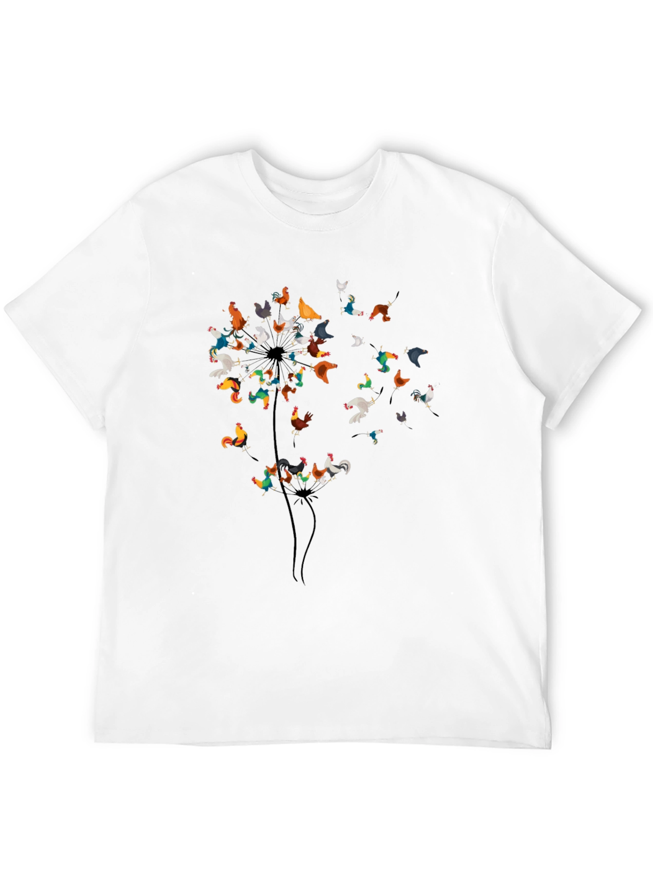Dandelion Chicken Graphic Tee - Black Cotton Shirt